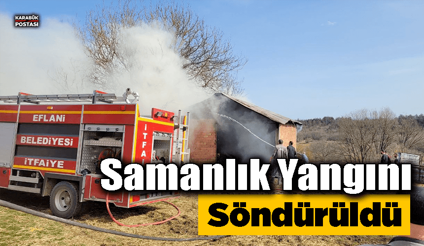 Samanlık yangını itfaiye ekiplerince söndürüldü
