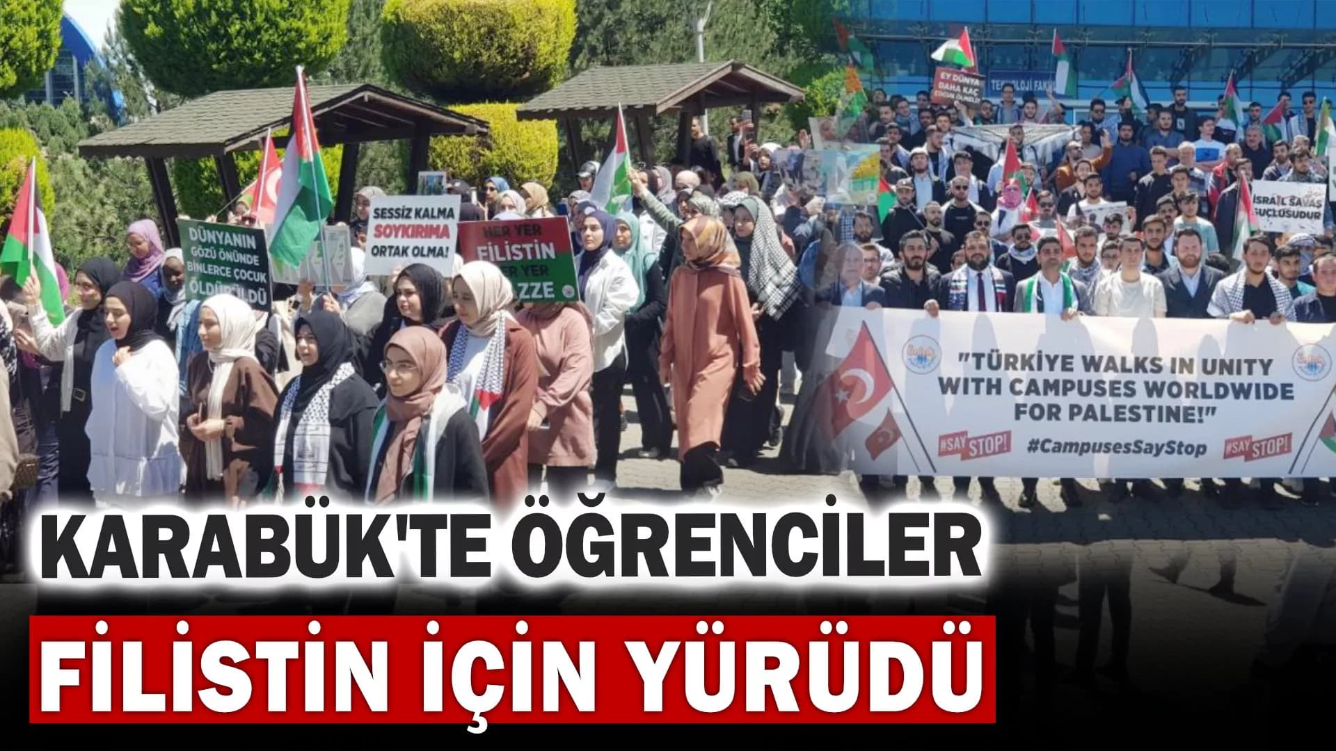 Karabük’te öğrenciler Filistin için yürüdü