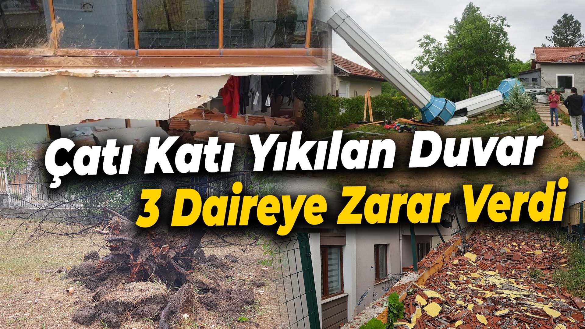 Karabük'te Çatı Katının Yıkılan Duvarı 3 Daireye Zarar Verdi
