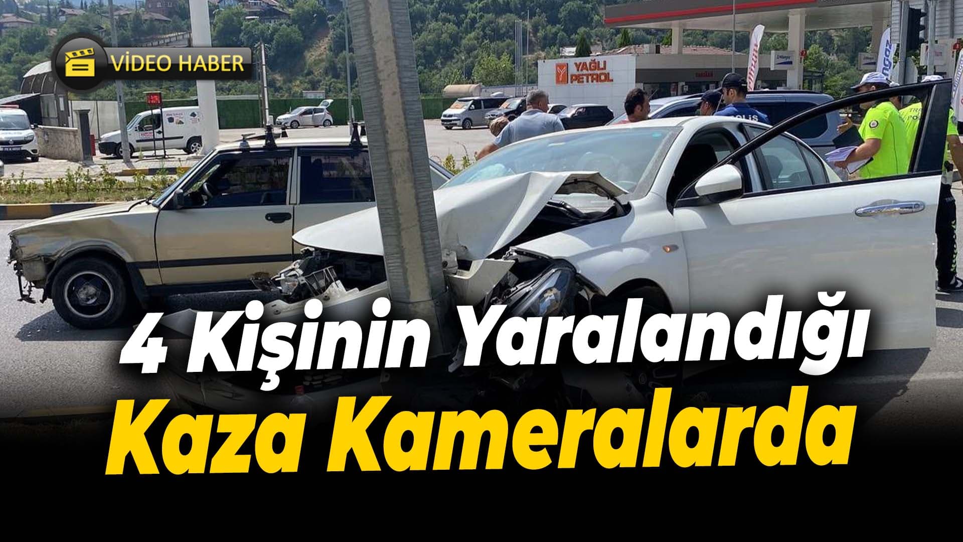 İki otomobilin çarpıştığı kaza anı araç kamerasına yansıdı: 4 yaralı