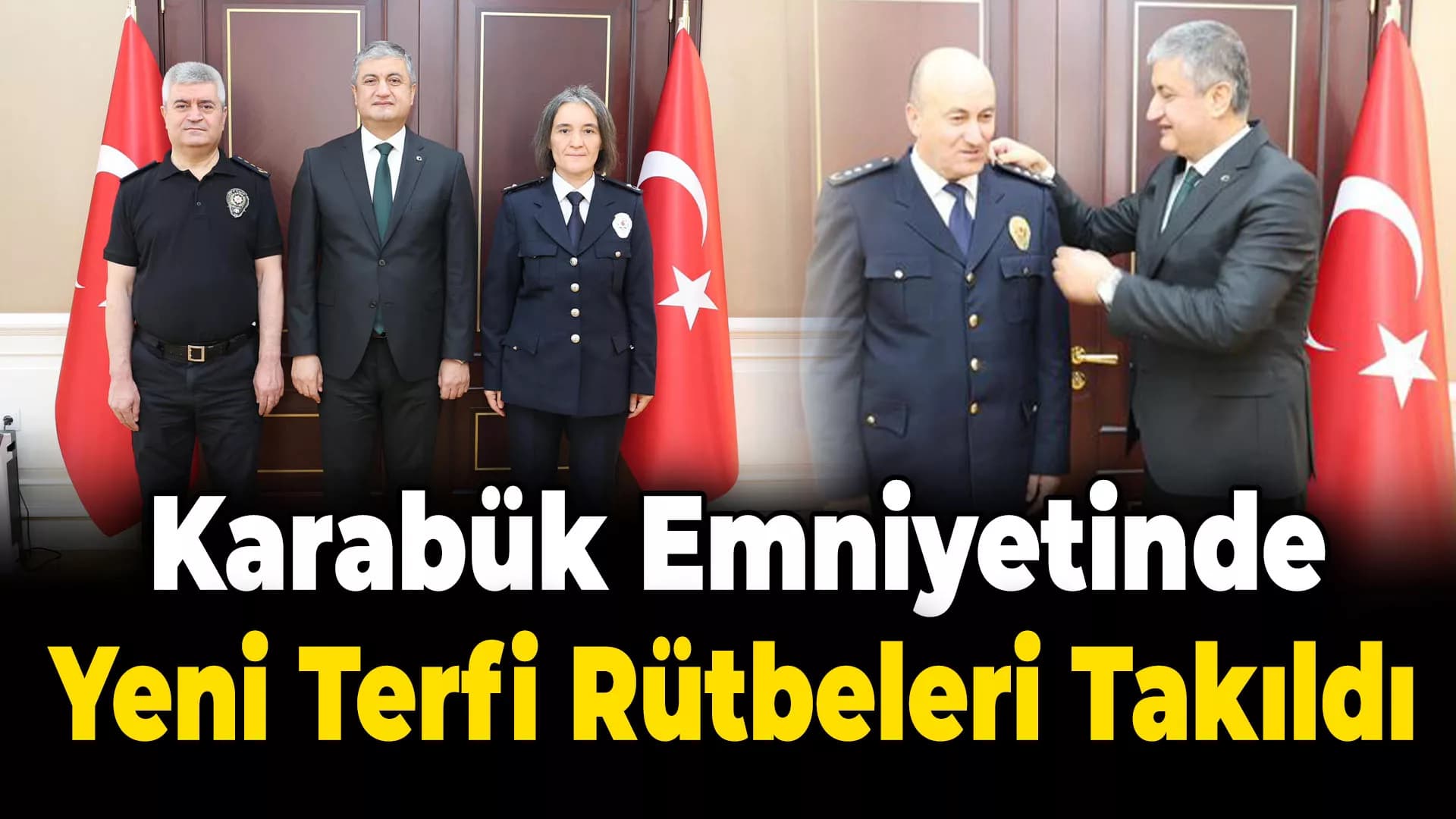 Karabük Emniyetinde Terfi Edenlere Rütbeleri Takıldı