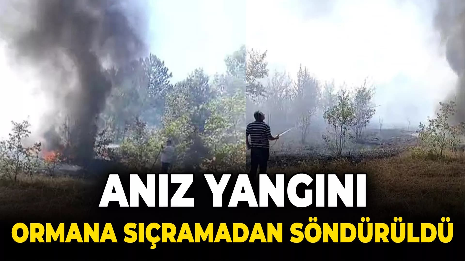 Anız yangını ormana sıçramadan söndürüldü