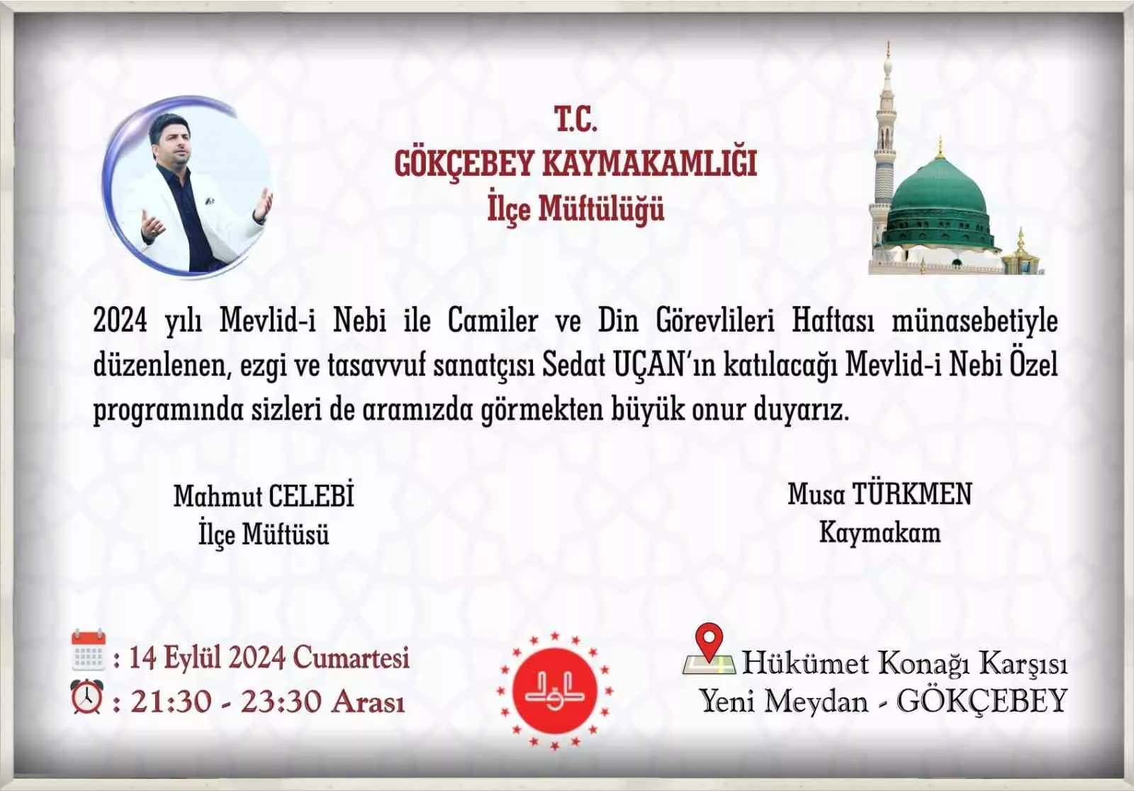 Gökçebey’de Mevlid-i Nebi programı düzenlenecek