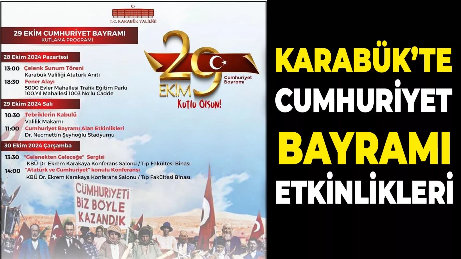 29 Ekim Cumhuriyet Bayramı Kutlama Programı Karabük'te Duyuruldu
