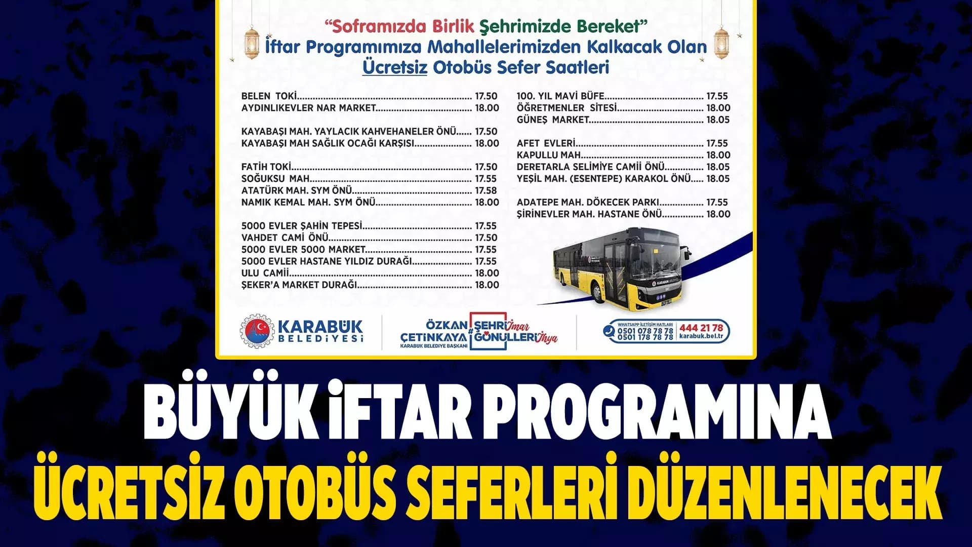 Karabük Belediyesi'nden Ücretsiz İftar Seferi