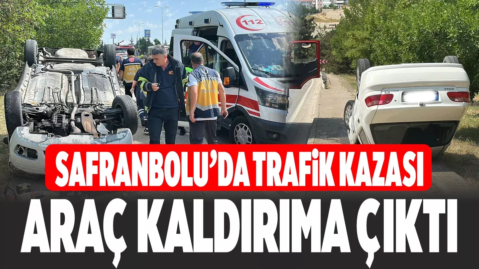 Safranbolu'da kaputu açılan otomobile çarptı