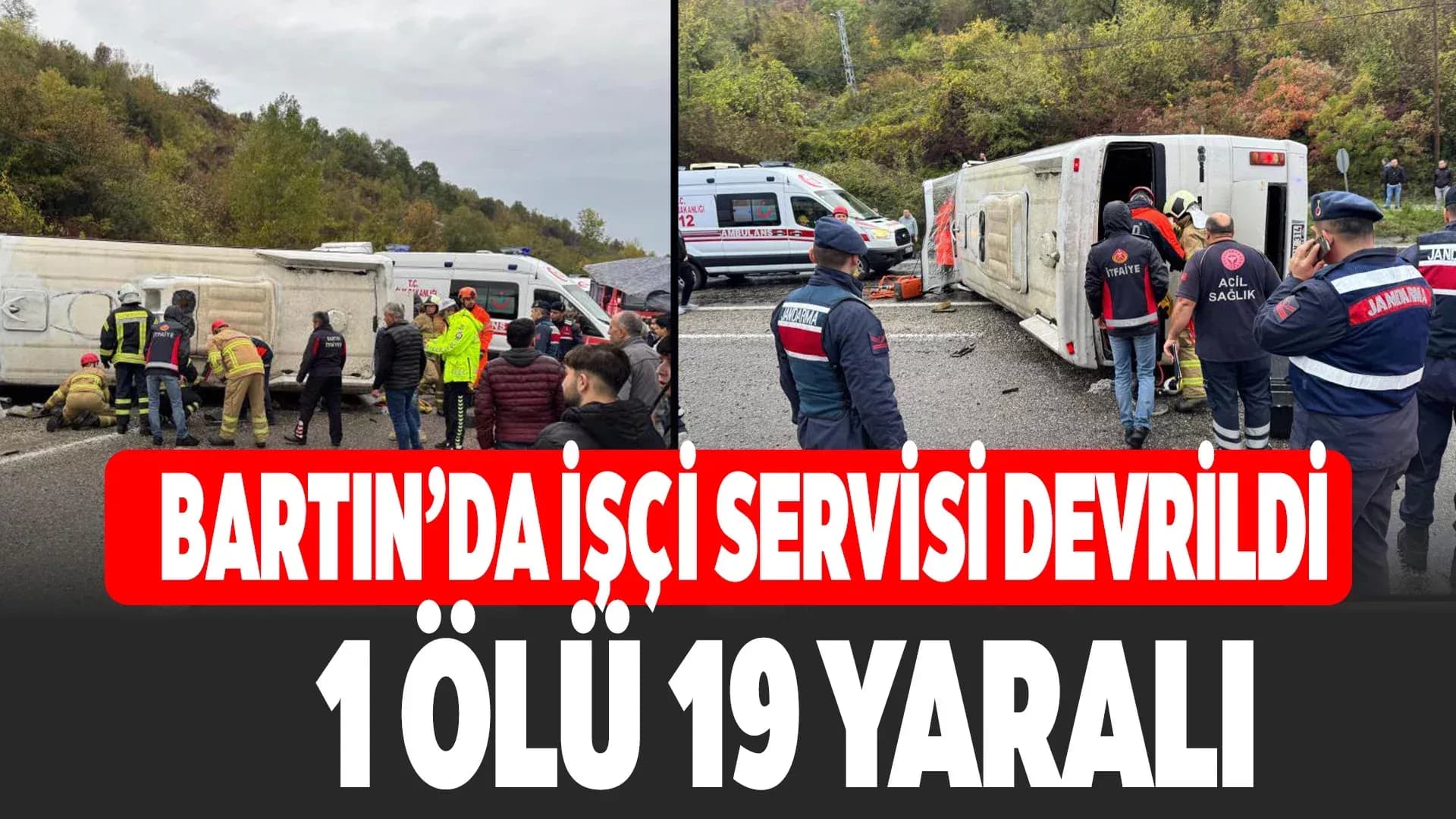 Bartın'da işçi servisi devrildi