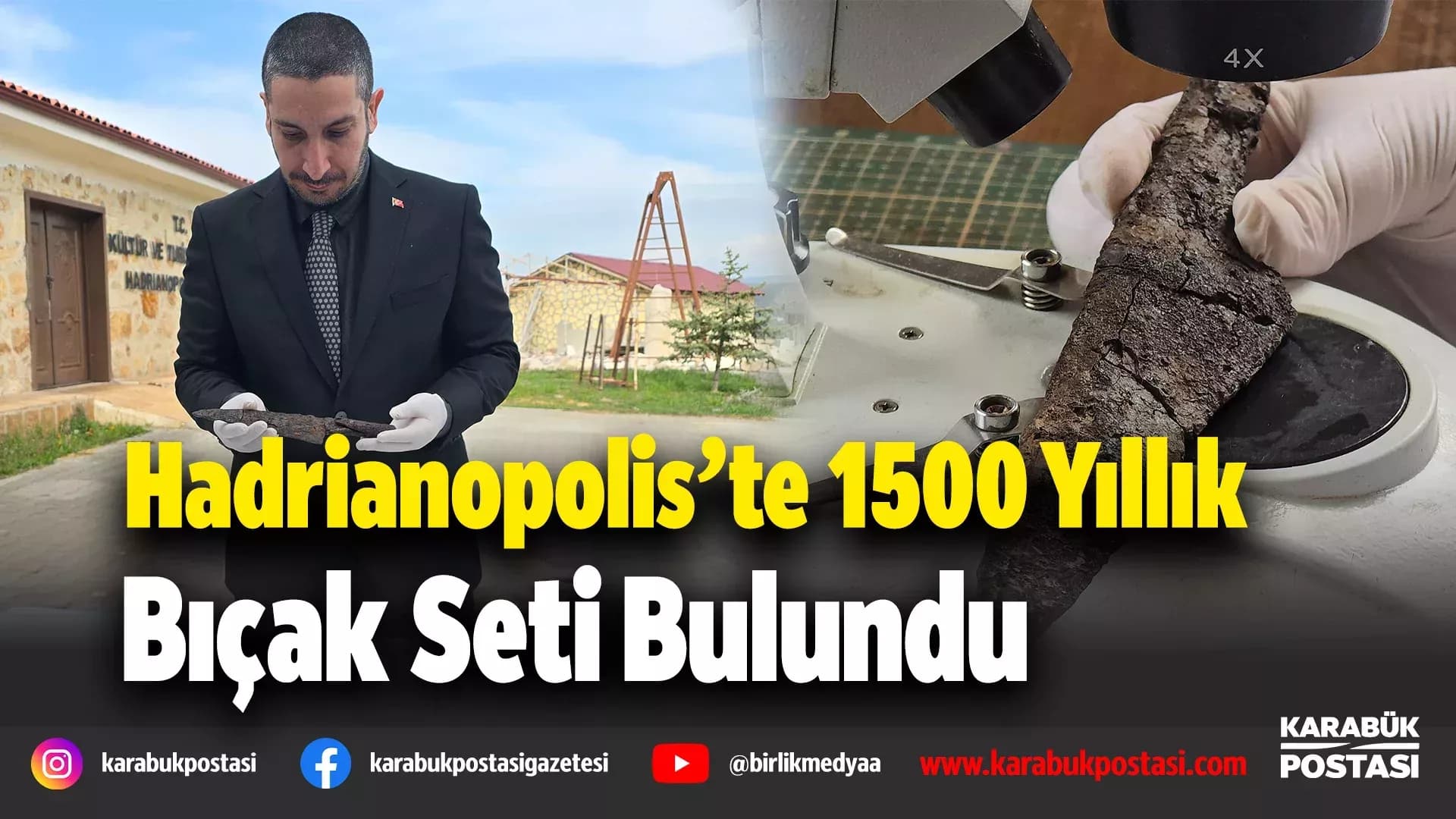 Eskipazar'da antik kazıda 1500 yıllık bıçak seti bulundu