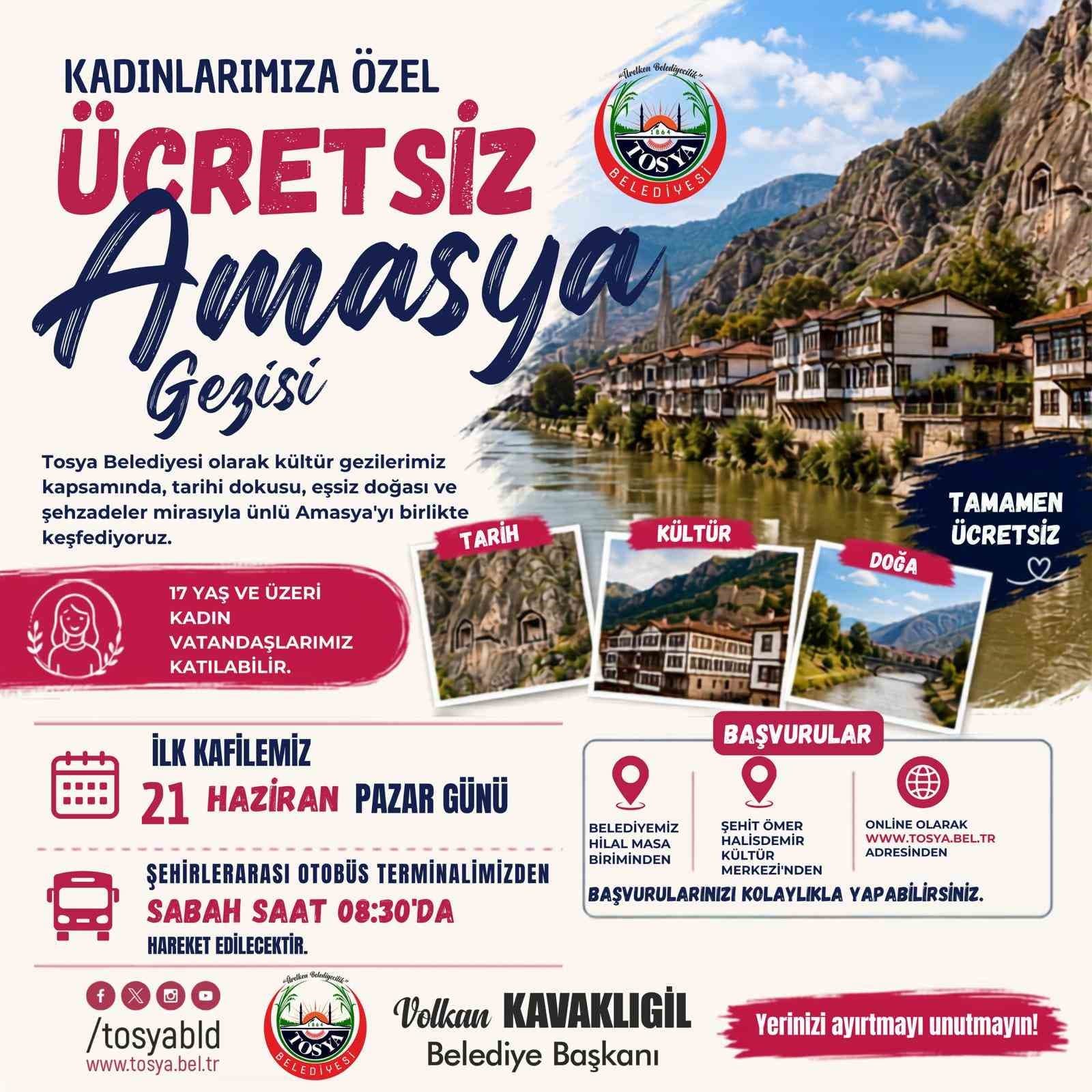 Tosya Belediyesi’nden kadınlara ücretsiz Amasya gezisi