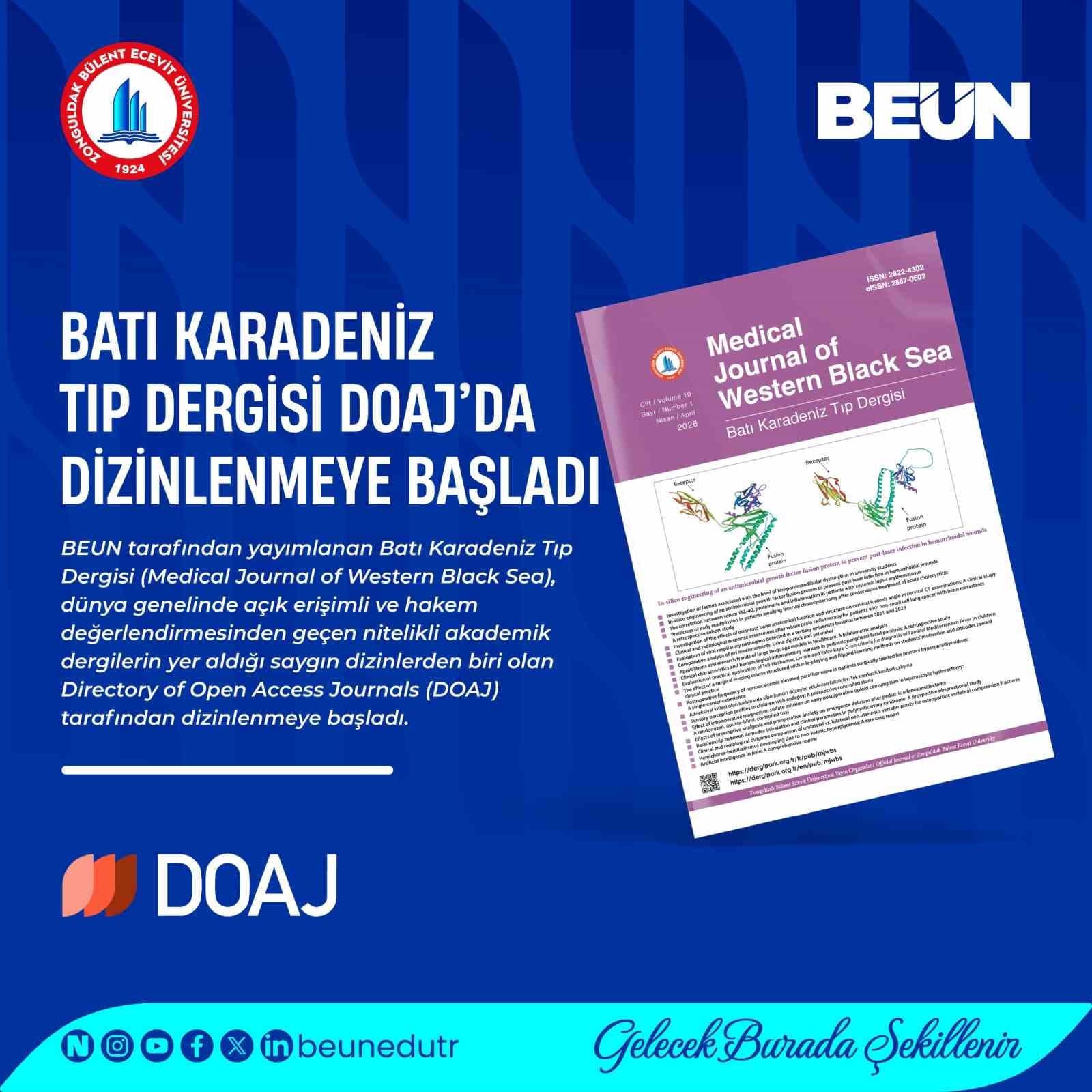 Batı Karadeniz Tıp Dergisi DOAJ’da dizinlenmeye başladı