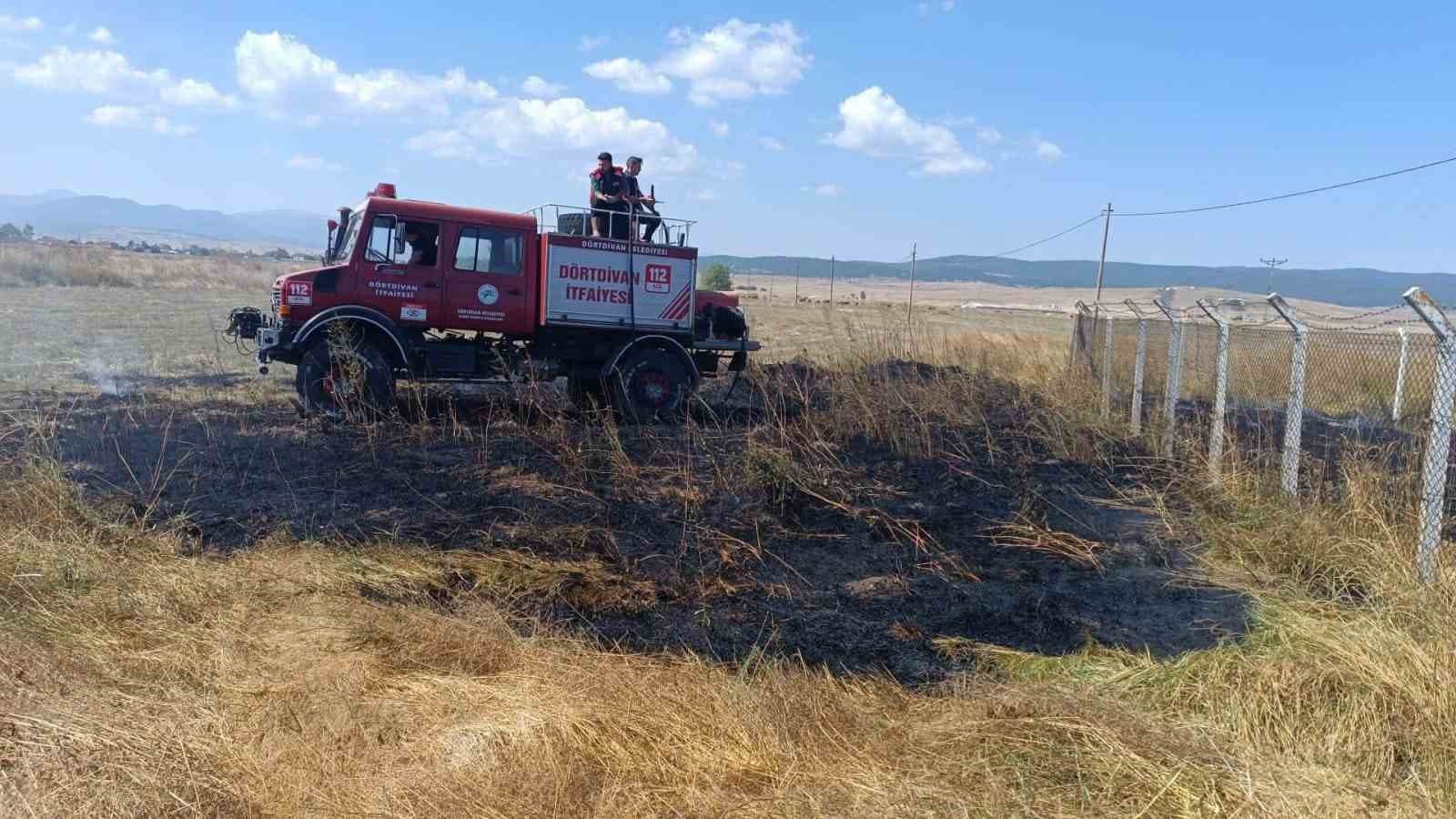 Bolu’da anız yangını büyümeden söndürüldü