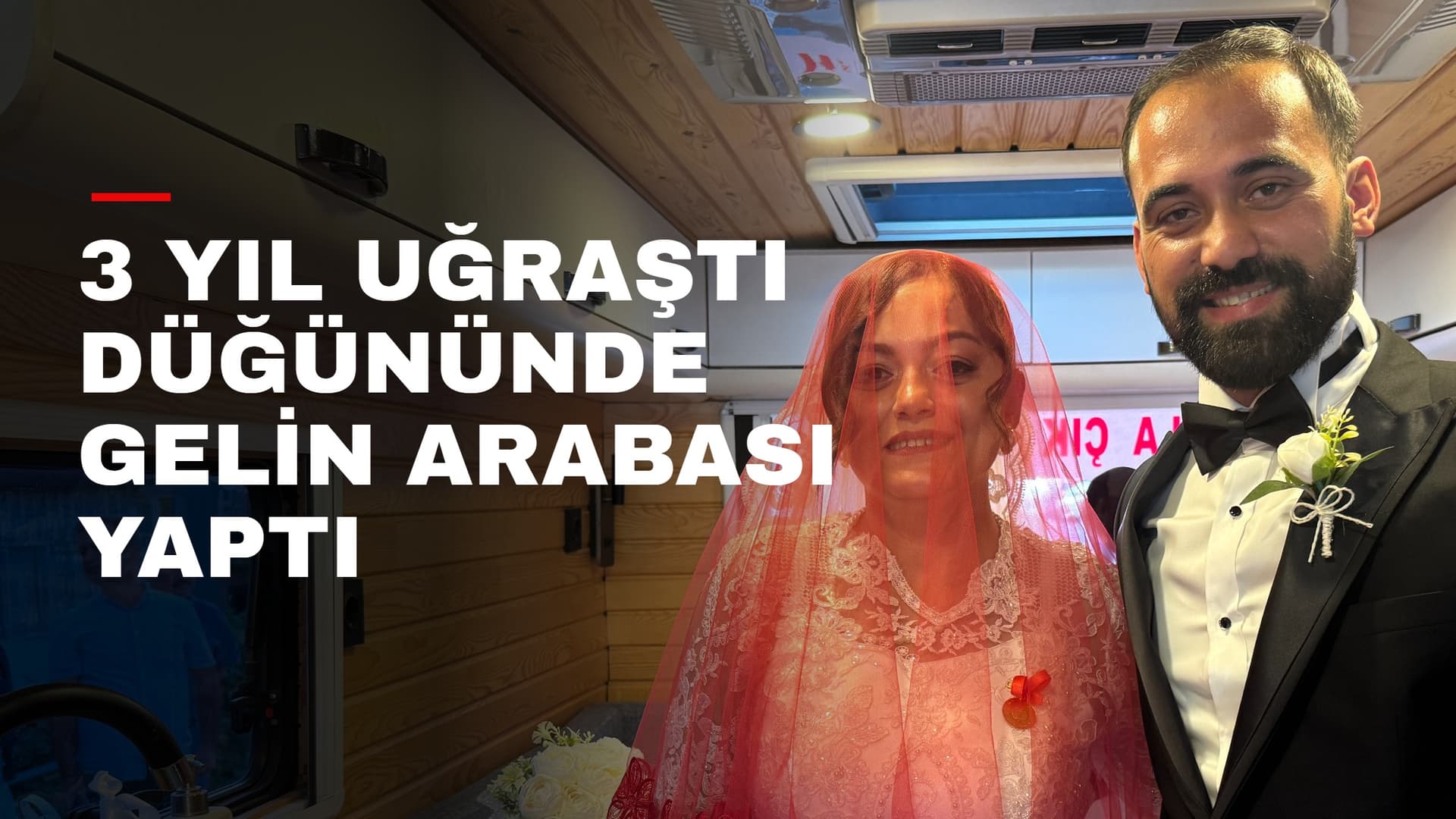 Karabük'te 3 yılda yaptığı karavanı gelin arabası yaptı