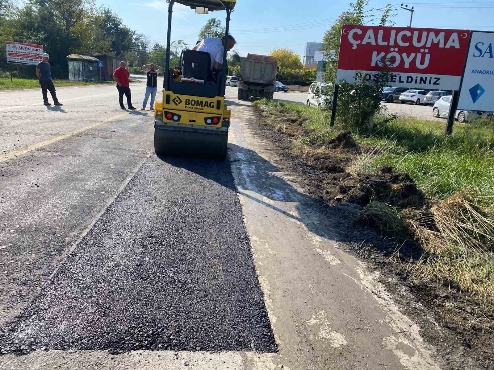 Çalıcuma köyünde asfalt yama çalışmaları tamamlandı