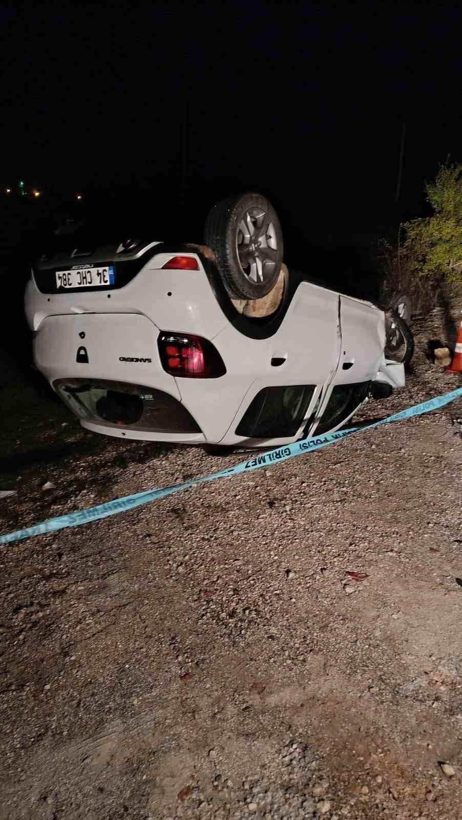 Takla atan otomobilin sürücüsü yaralandı