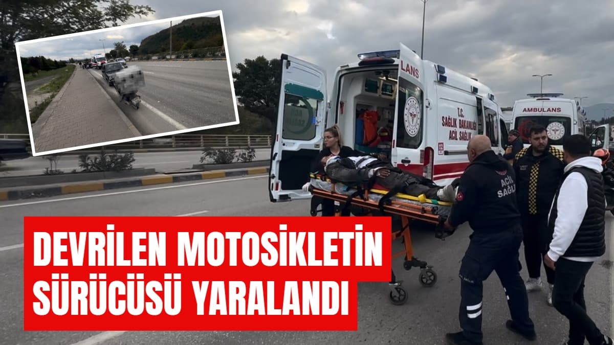 Devrilen motosikletin sürücüsü yaralandı