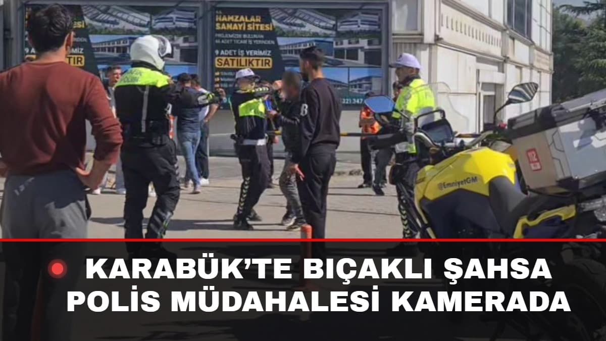 Karabük'te elindeki bıçağı boğazına dayayan şahsa polis müdahale etti
