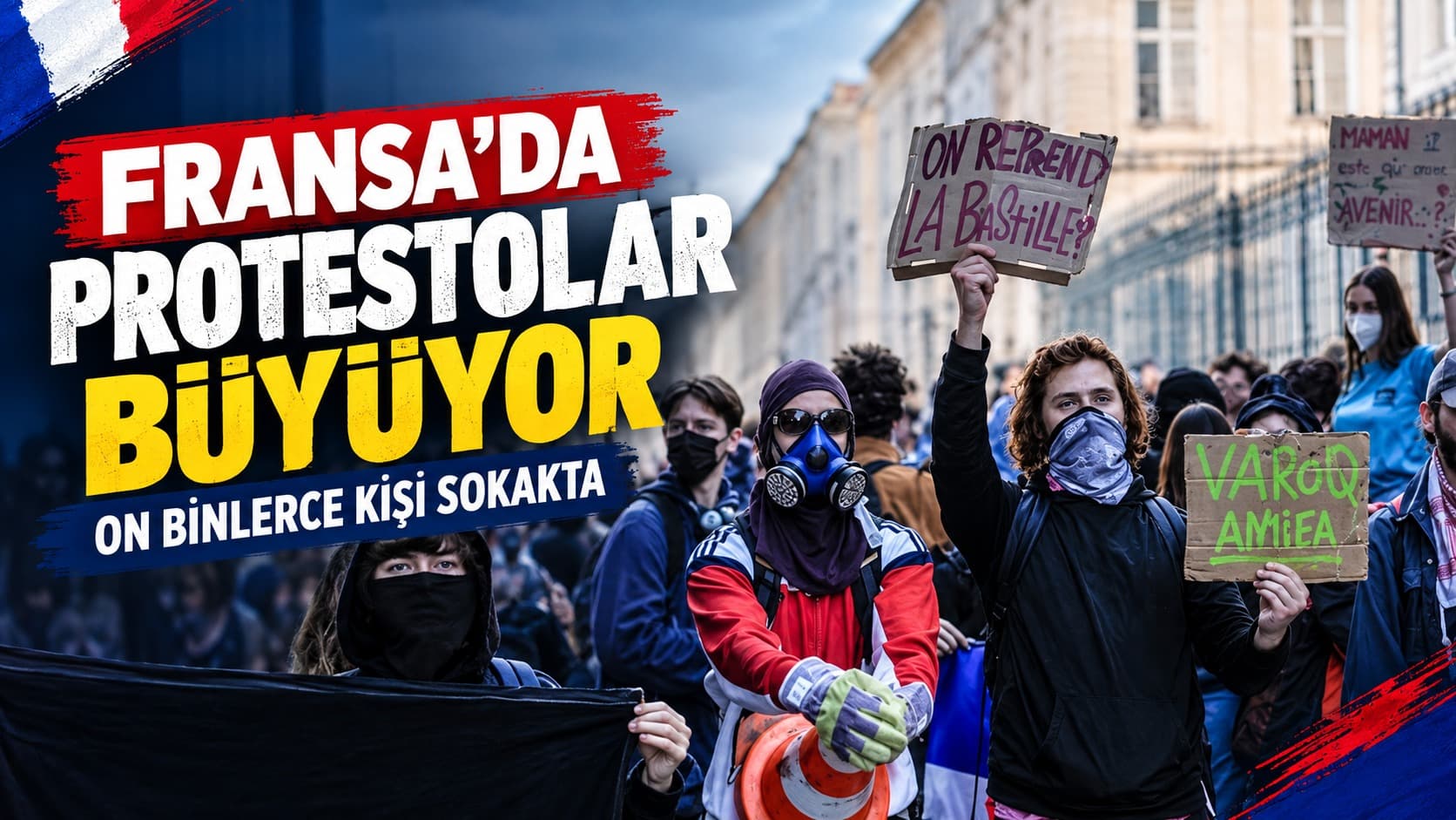 FRANSA’DA PROTESTOLAR BÜYÜYOR: ON BİNLERCE KİŞİ SOKAKTA