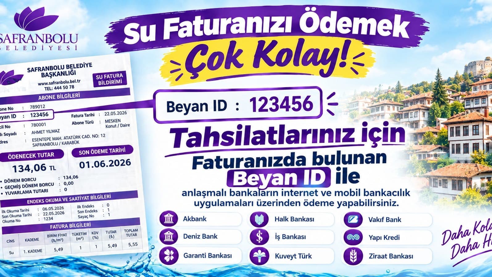 9 banka üzerinden Safranbolu su faturası ödenebilecek