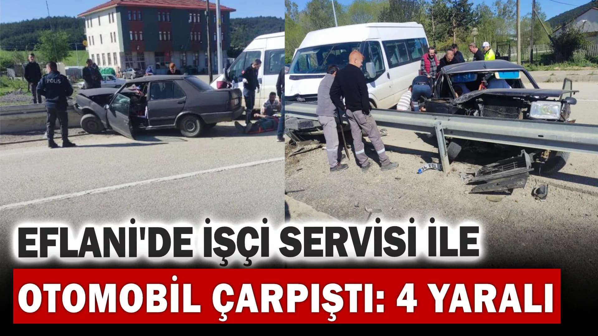 İşçi servisi ile otomobil çarpıştı : 4 yaralı