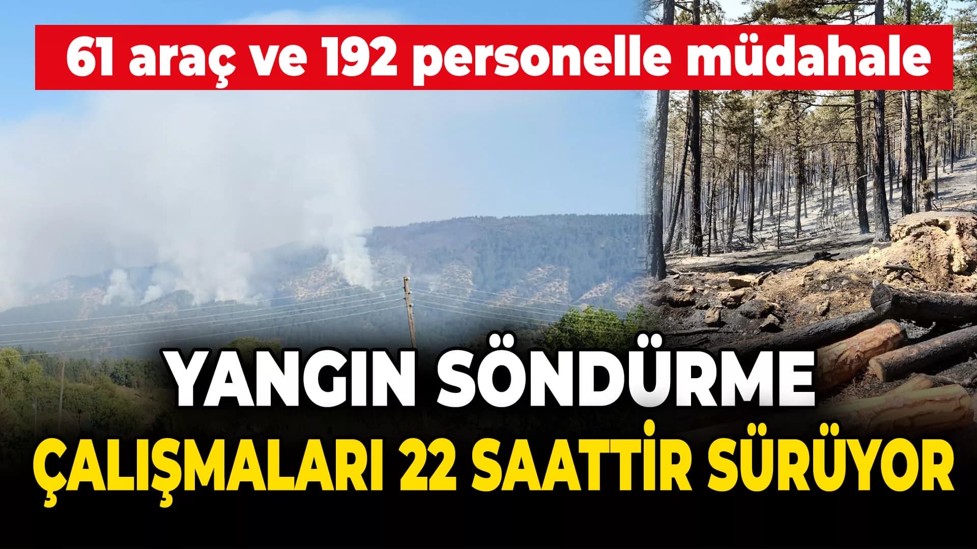 Orman yangınını söndürme çalışmaları 22 saattir sürüyor