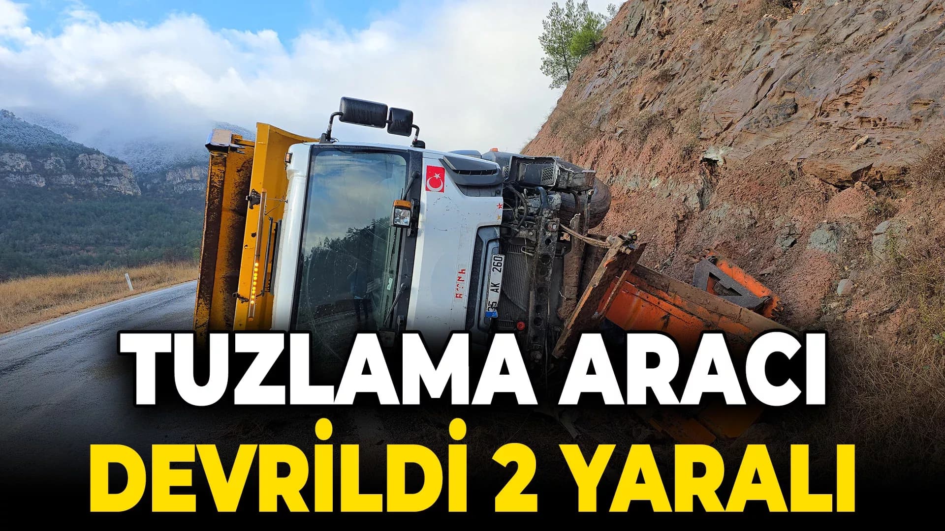 Tuzlama aracı devrildi: 2 yaralı