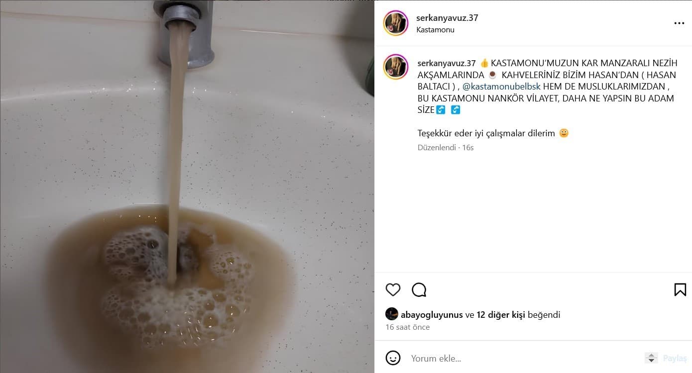 Kastamonu’da musluklardan çamurlu su akmasına tepki