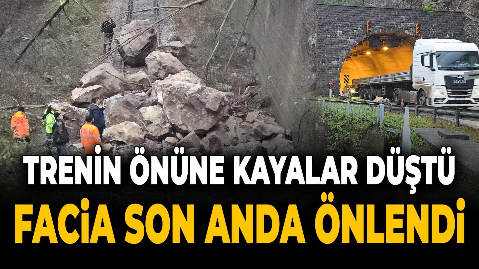 Karabük'te Kayalar Demiryolunu Kapattı, Faciadan Dönüldü