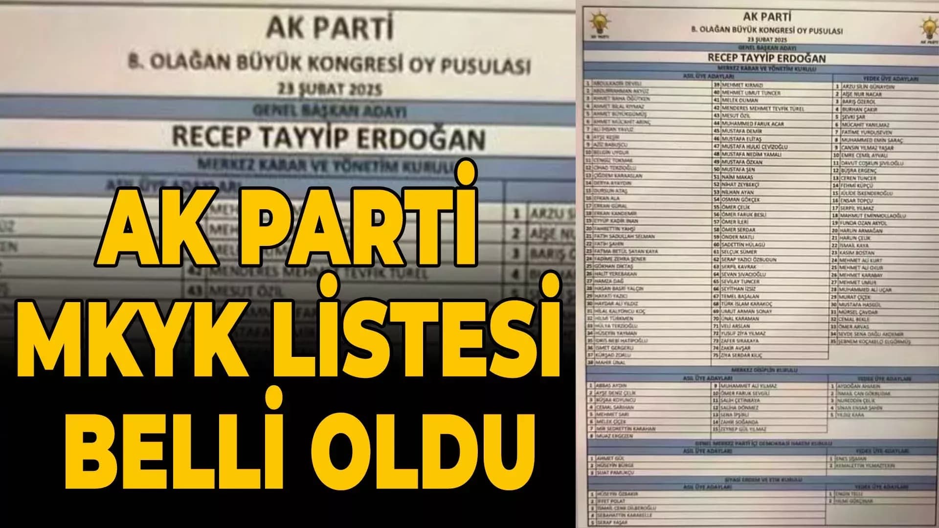 AK Parti MKYK Listesi Belli Oldu