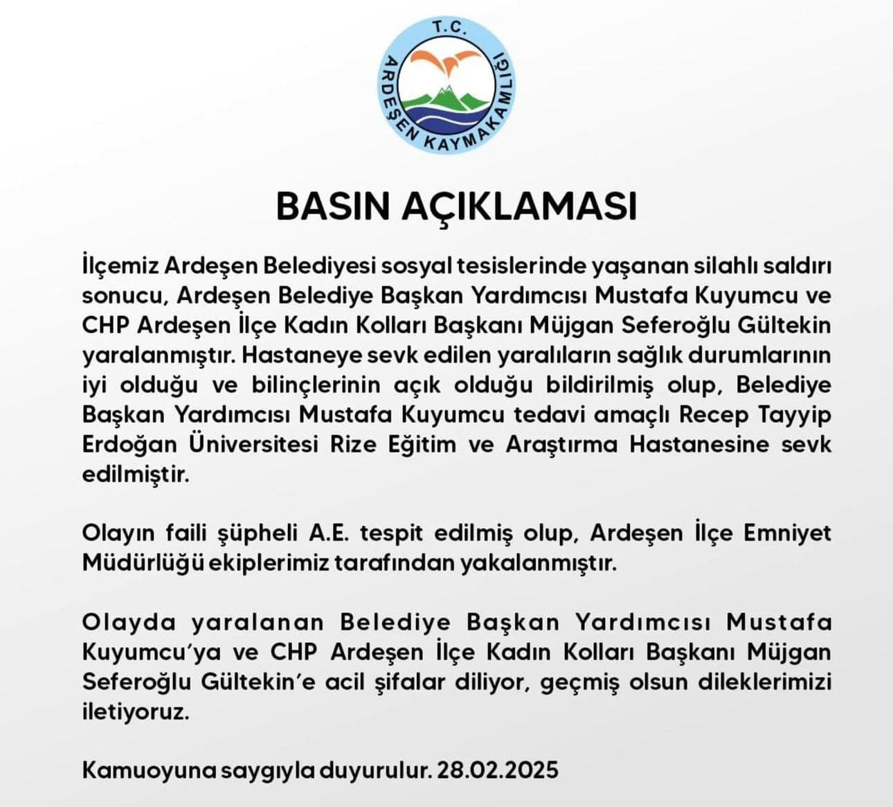 Belediye Başkan Yardımcısı ve Kadın Kolları Başkanına silahla saldıran şahıs gözaltına alındı