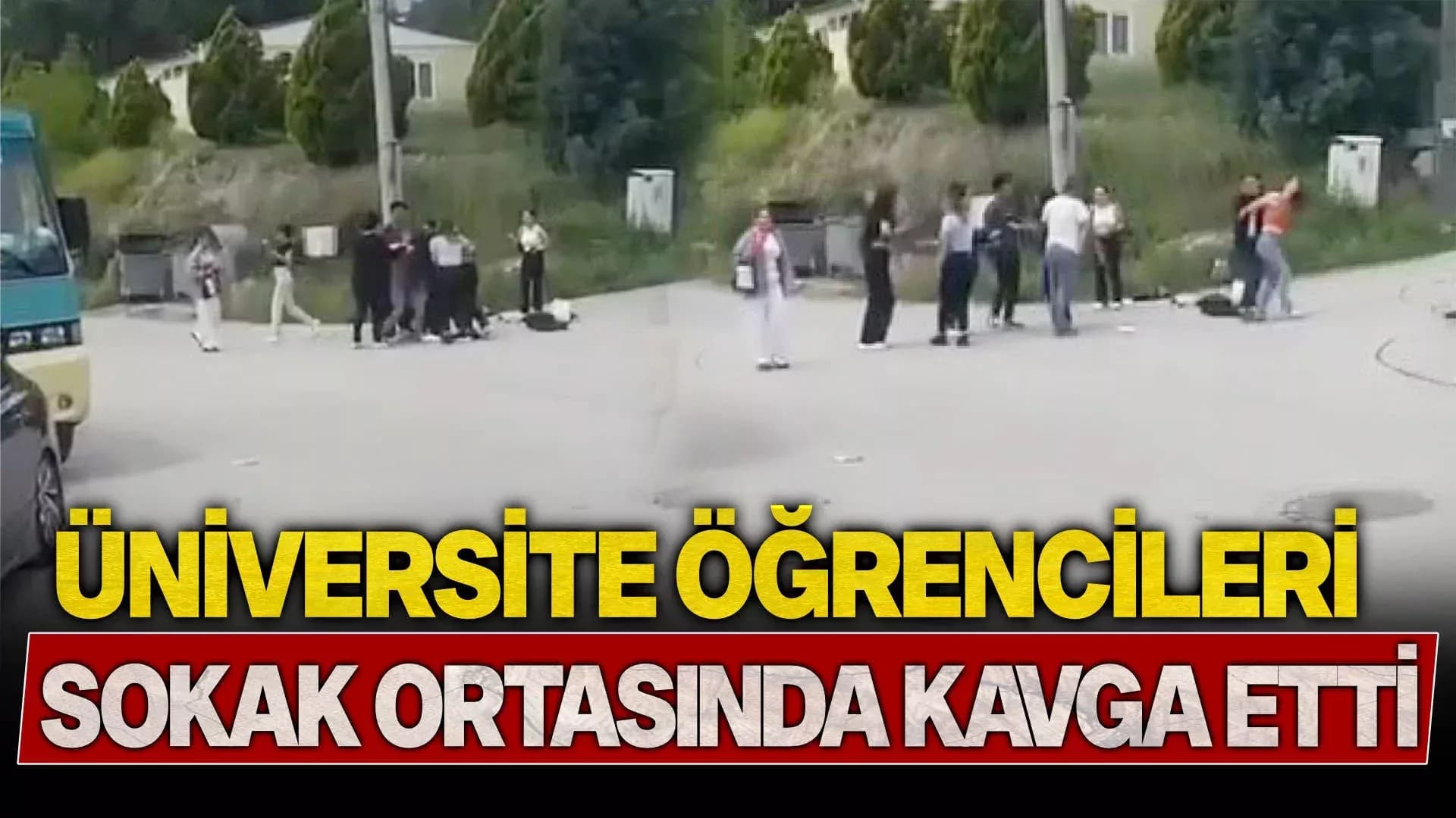 Üniversiteli genç kızlar sokak ortasında saç saça kavga etti