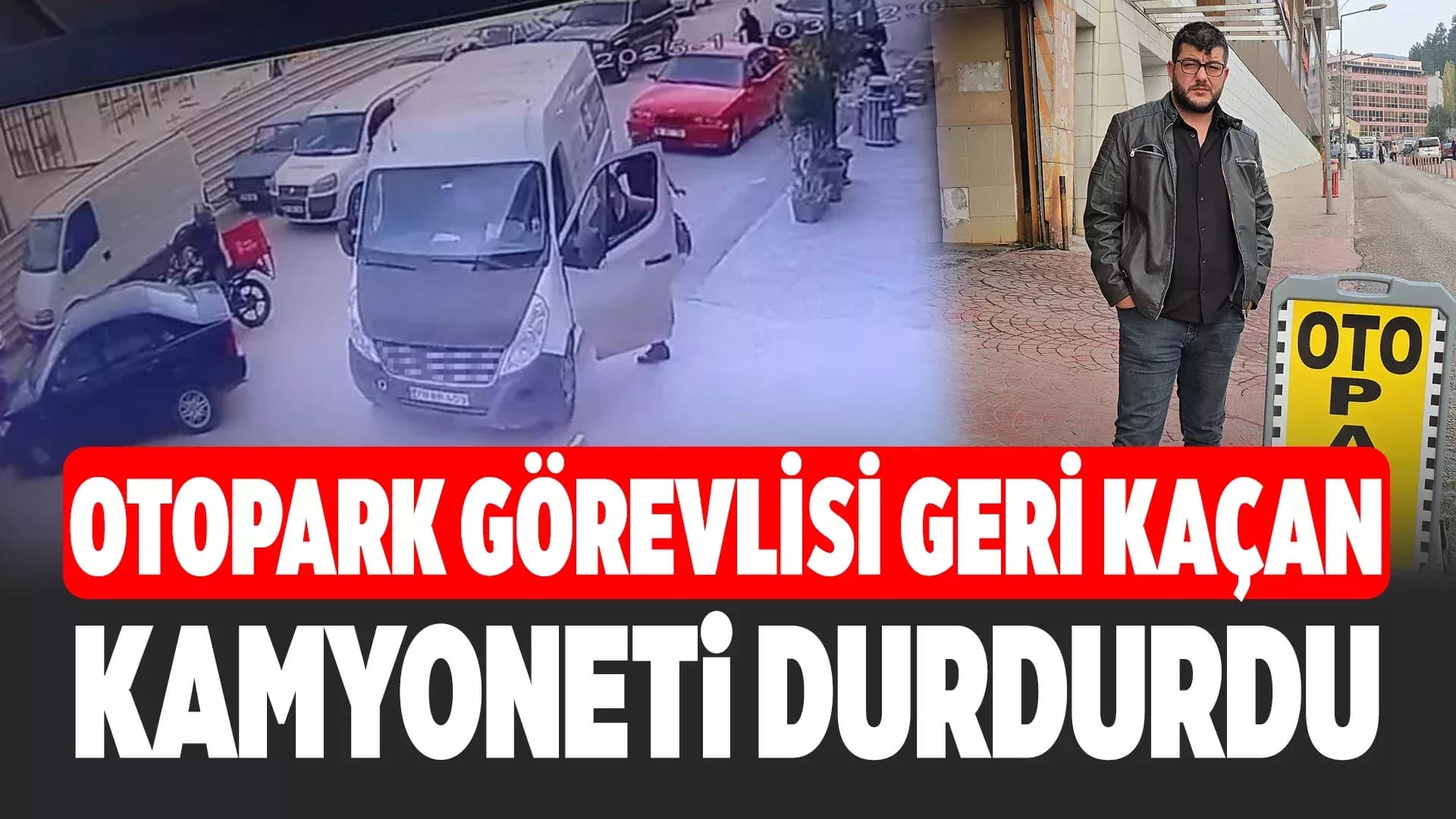Karabük'te el freni çekilmeyen kamyonet geri geri kaydı: Otopark görevlisi faciayı önledi