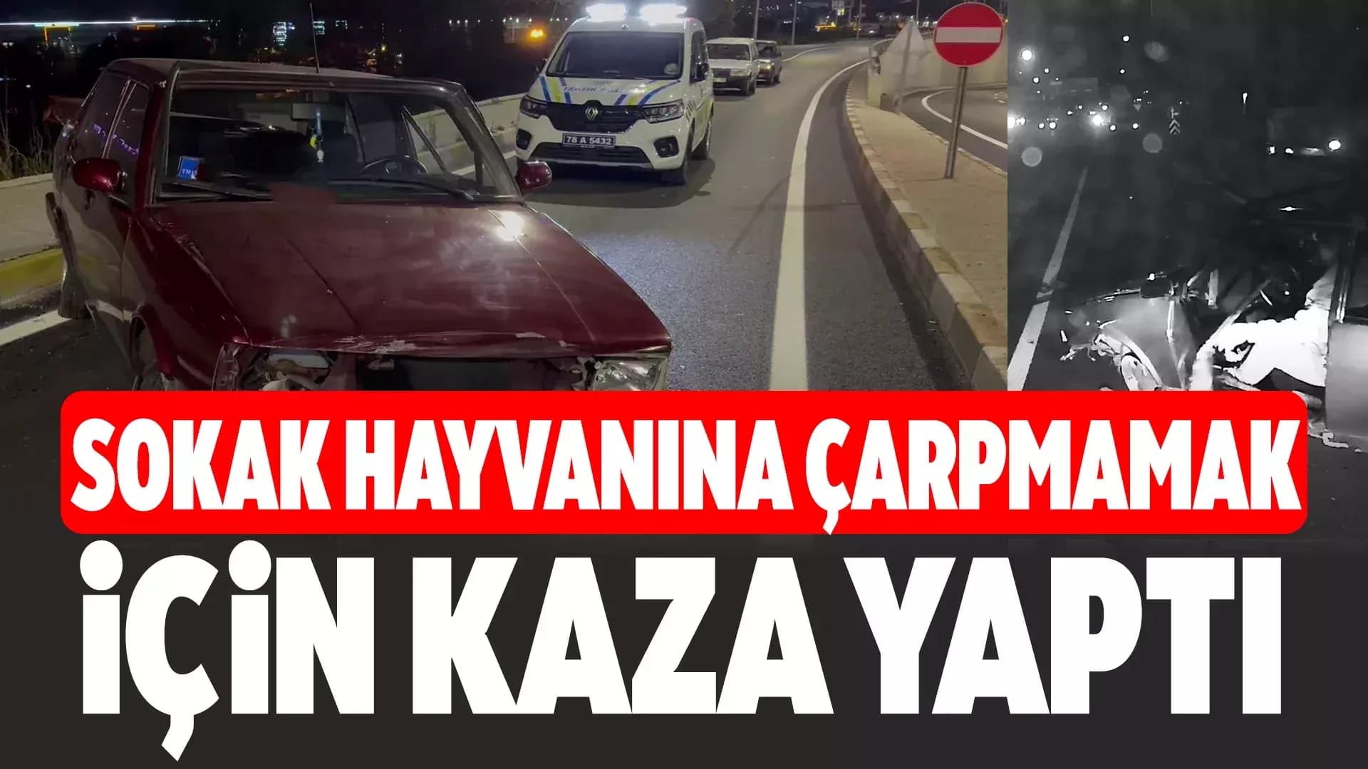 Sokak hayvanına çarpmamak için karşı şeride geçip panelvan minibüs ve motosiklete çarptı: 1 yaralı