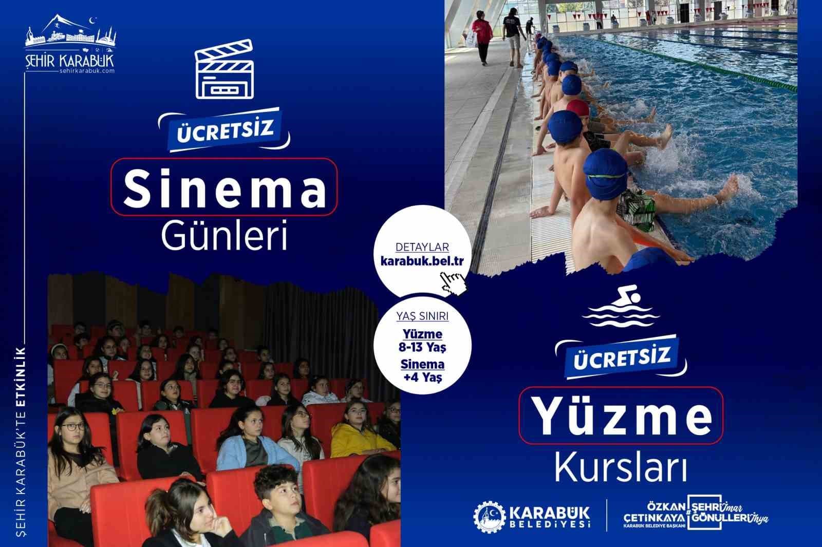 Karabük’te çocuklara ücretsiz yüzme ve sinema etkinlikleri sürüyor