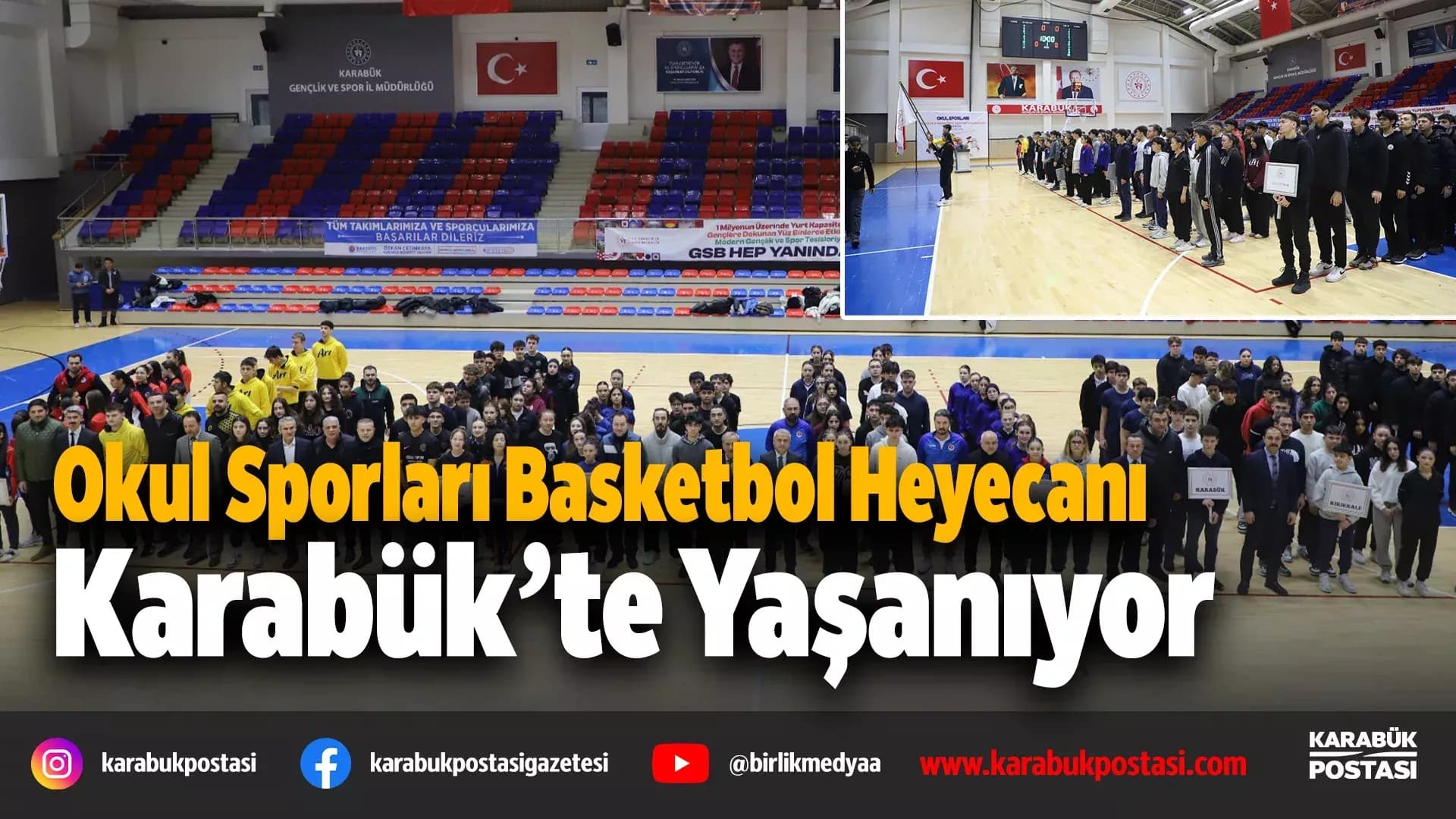 Karabük'te okul sporları gençler basketbol grup müsabakaları başladı
