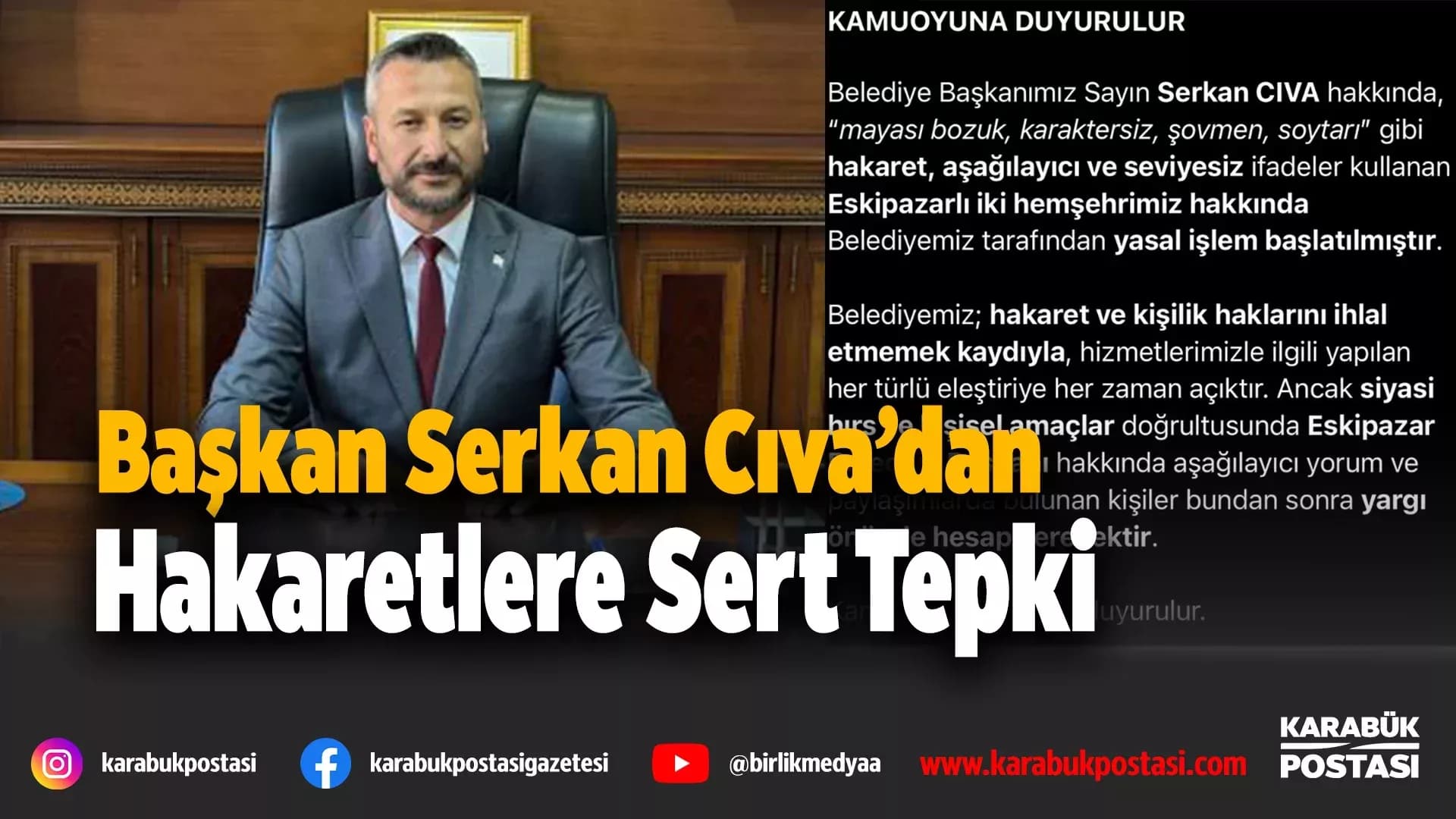 Eskipazar Belediyesi’nden Hakaret İçerikli Paylaşımlara Yasal İşlem