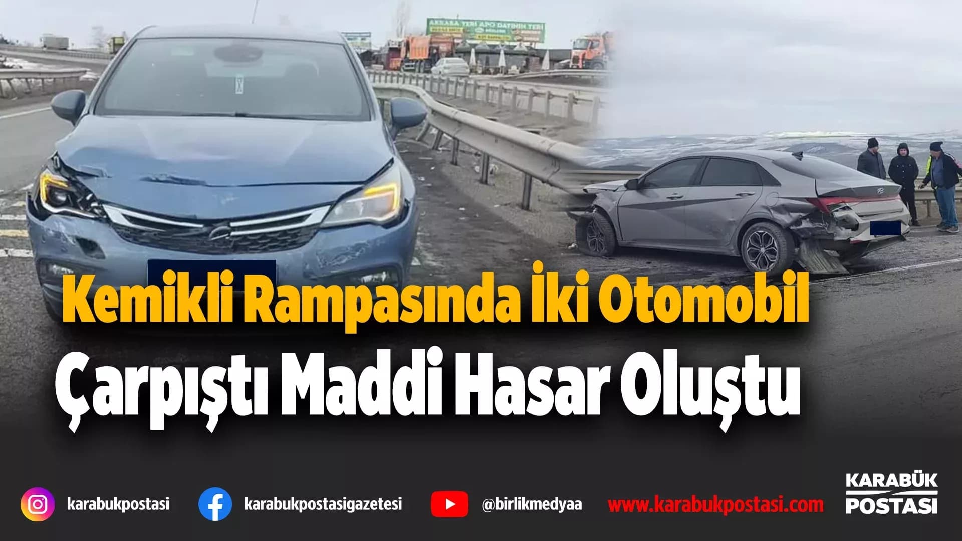 Eskipazar-Gerede Yolunda İki Otomobil Çarpıştı