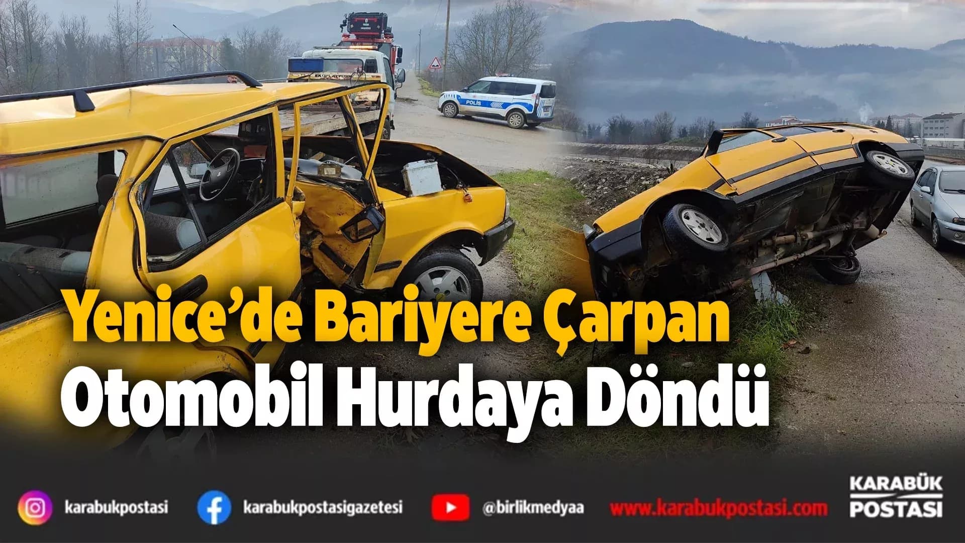 Karabük’te otomobil demir bariyere çarptı: 1 yaralı