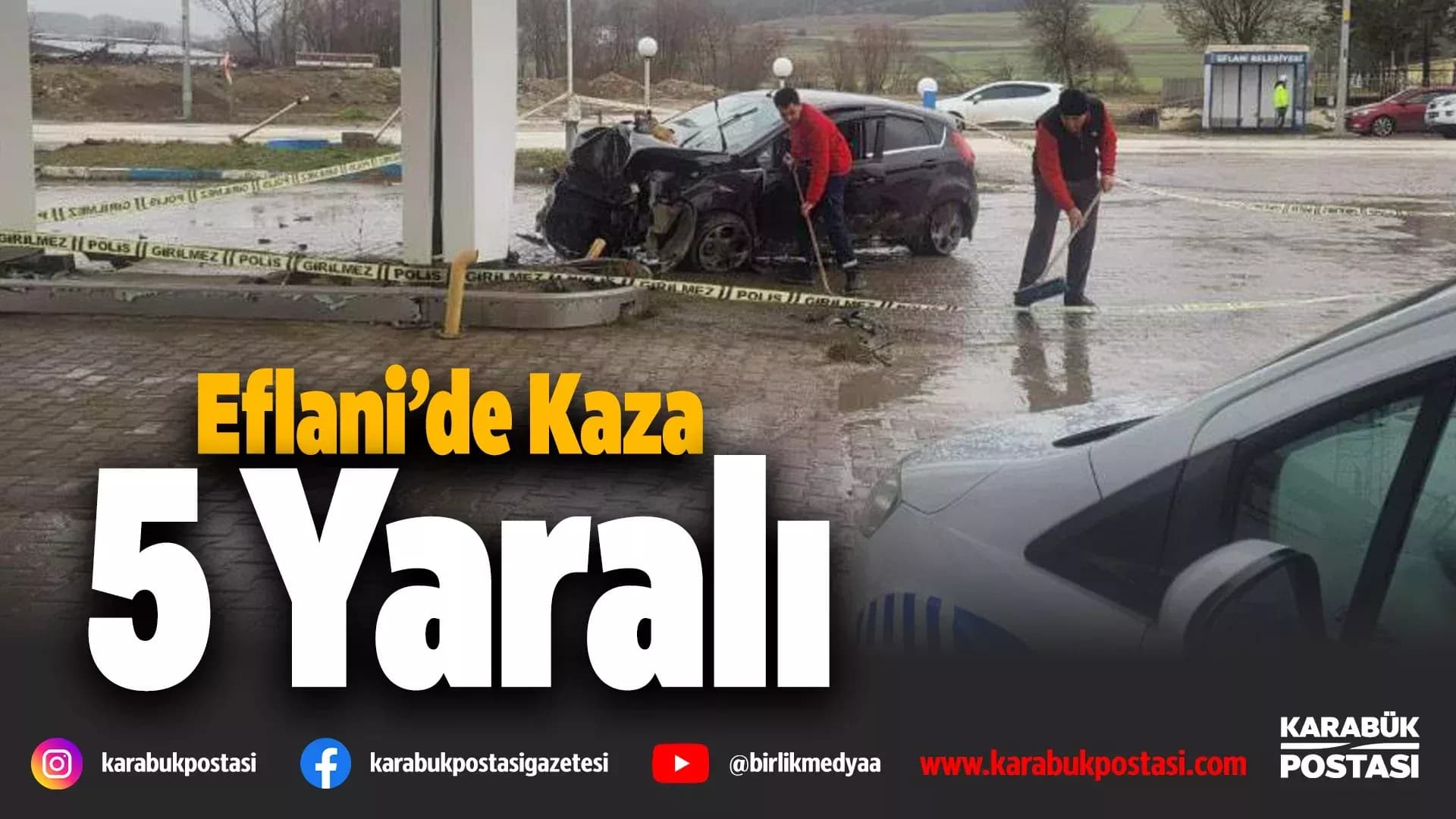Karabük’te LPG istasyonuna çarpan otomobildeki 5 kişi yaralandı