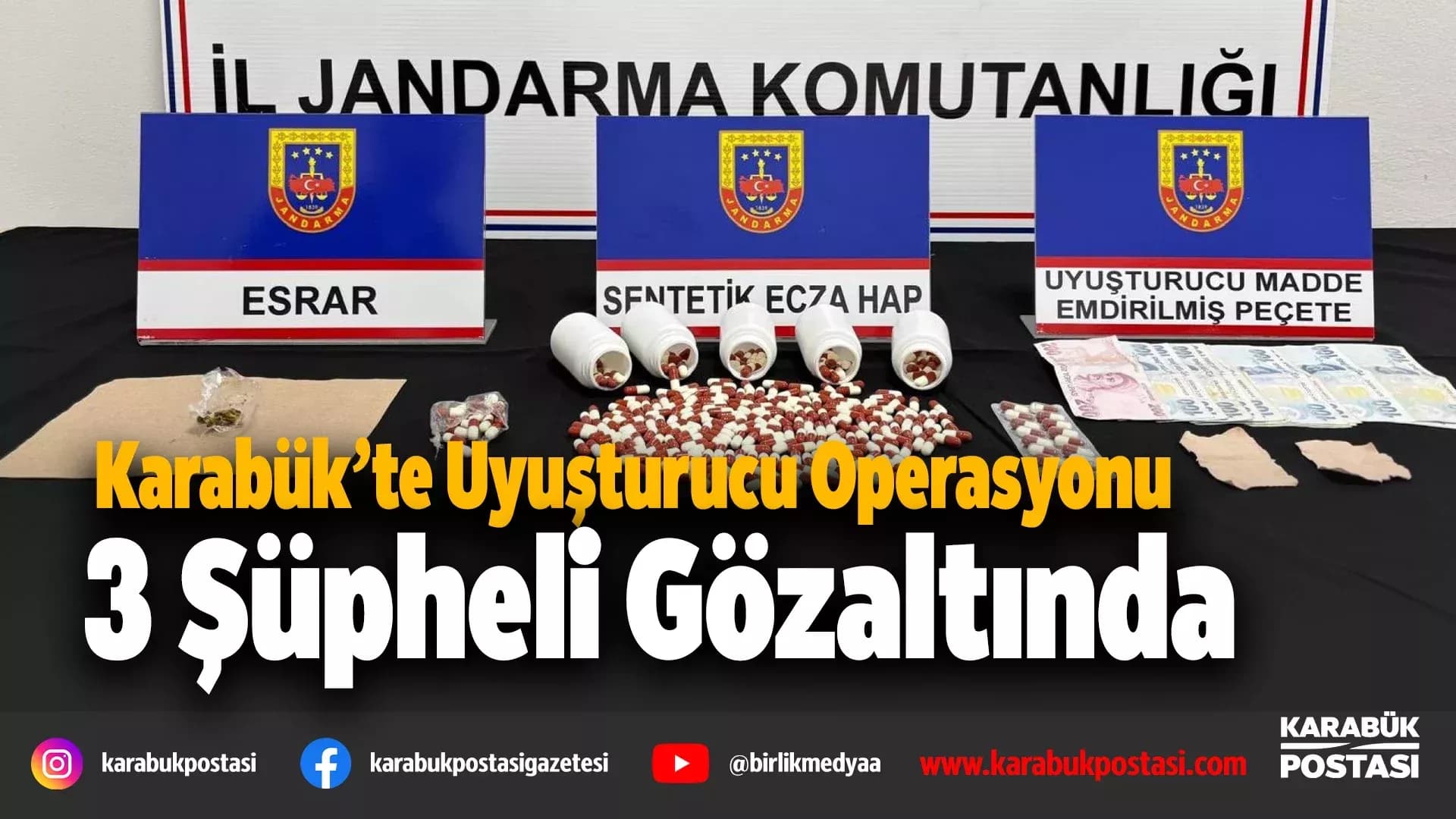Karabük’te uyuşturucu operasyonu: 3 gözaltı