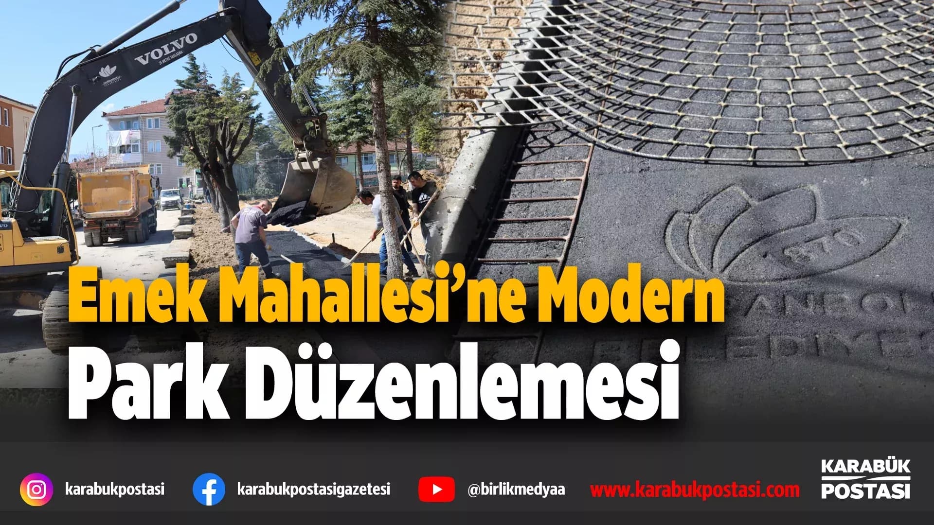 Belediyeden parka desenli asfalt yürüyüş yolu