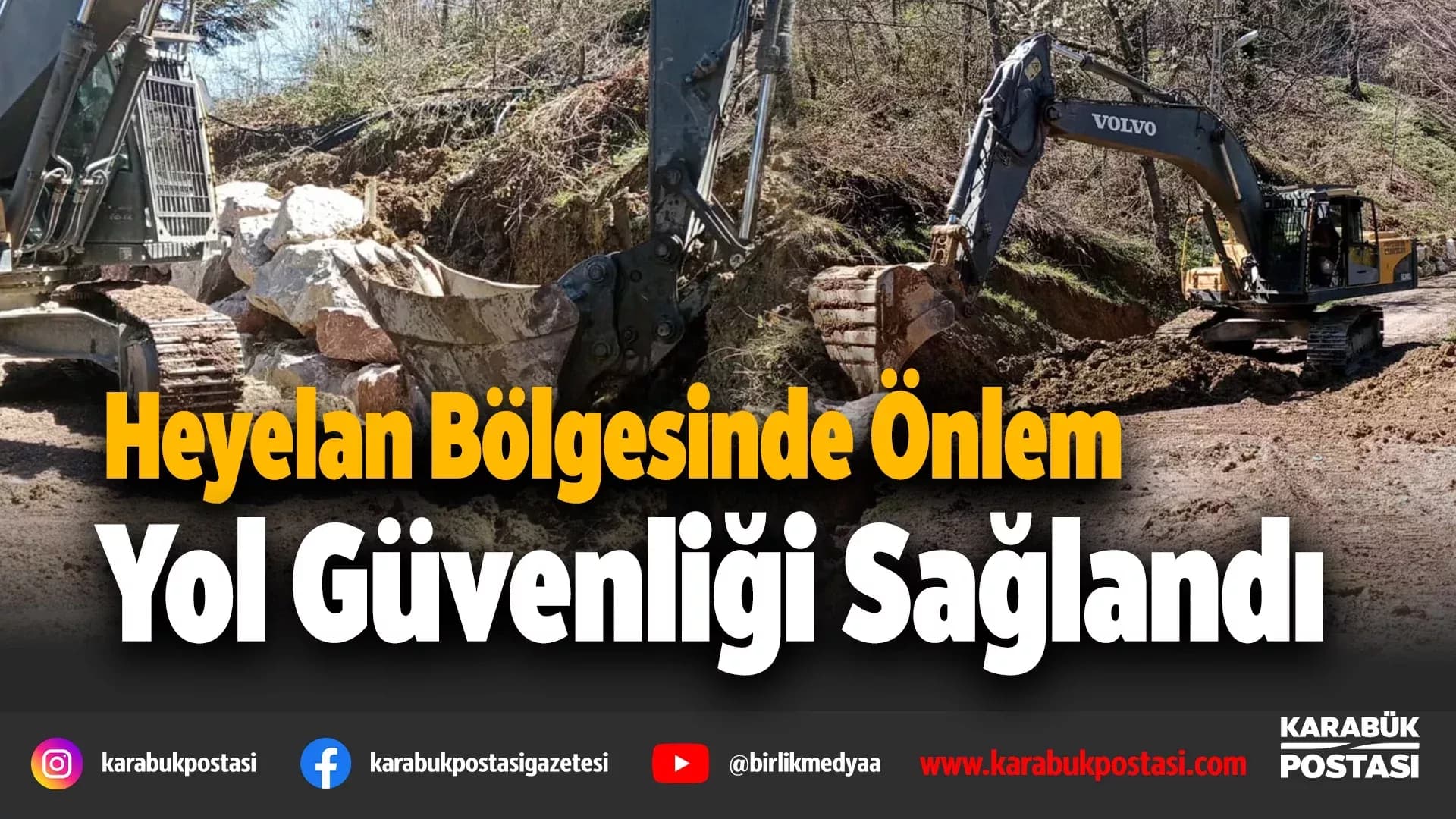 Heyelan bölgesinde taş tahkimat çalışması yapıldı