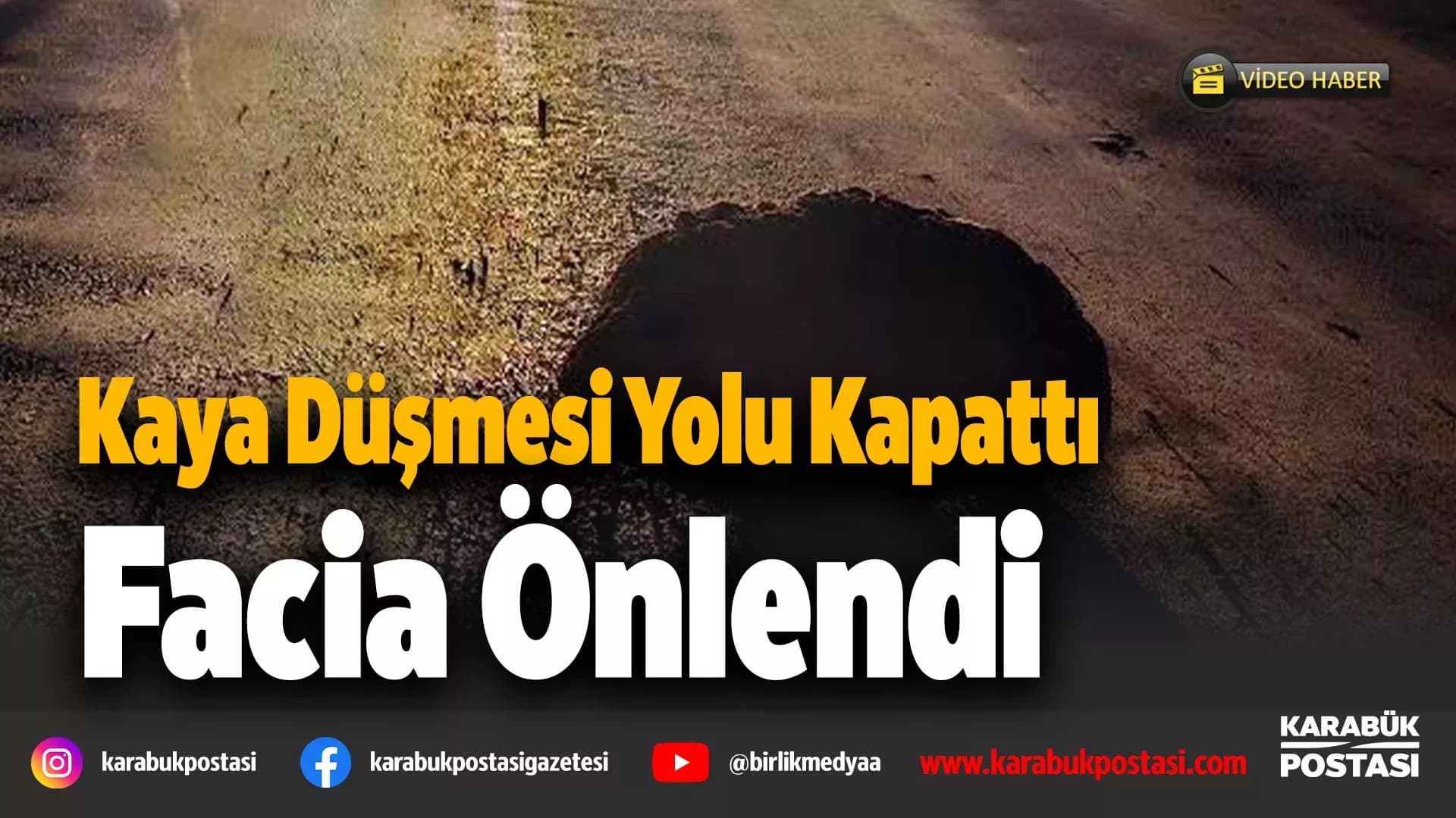 Yamaçtan kopan kaya parçaları Karabük-Yenice kara yoluna düştü