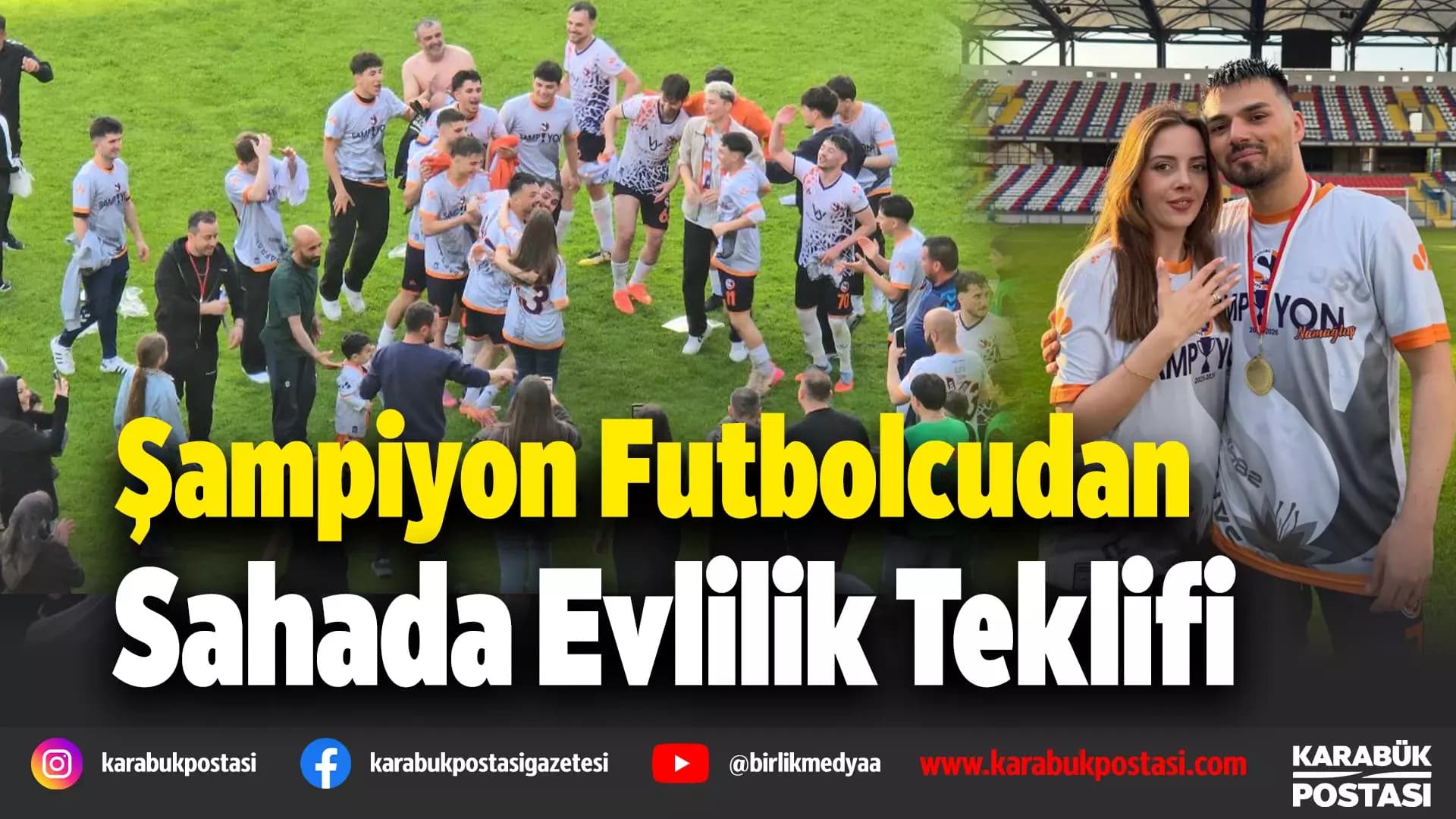 Şampiyonluk kutlamasında sürpriz evlilik teklifi