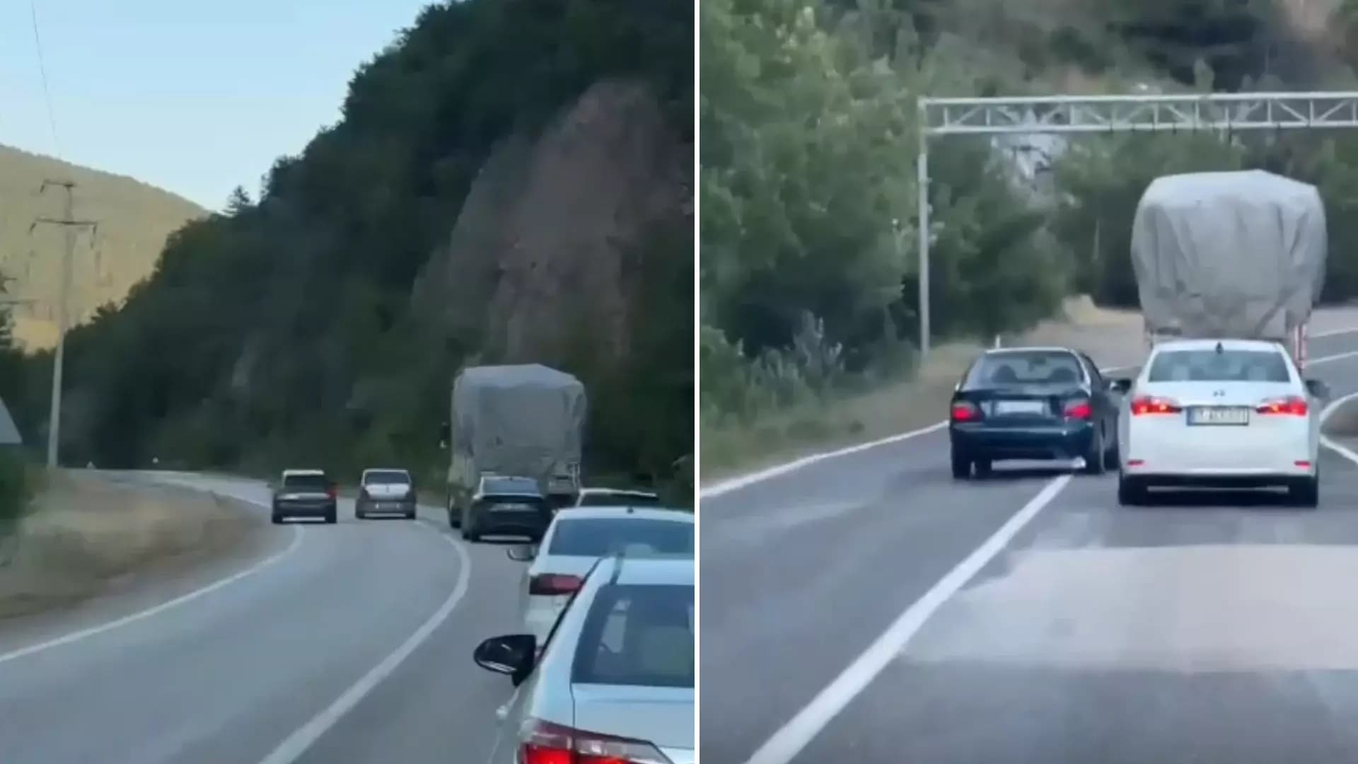 Karabük-Yenice kara yolunda tehlikeli sollamalar kamerada
