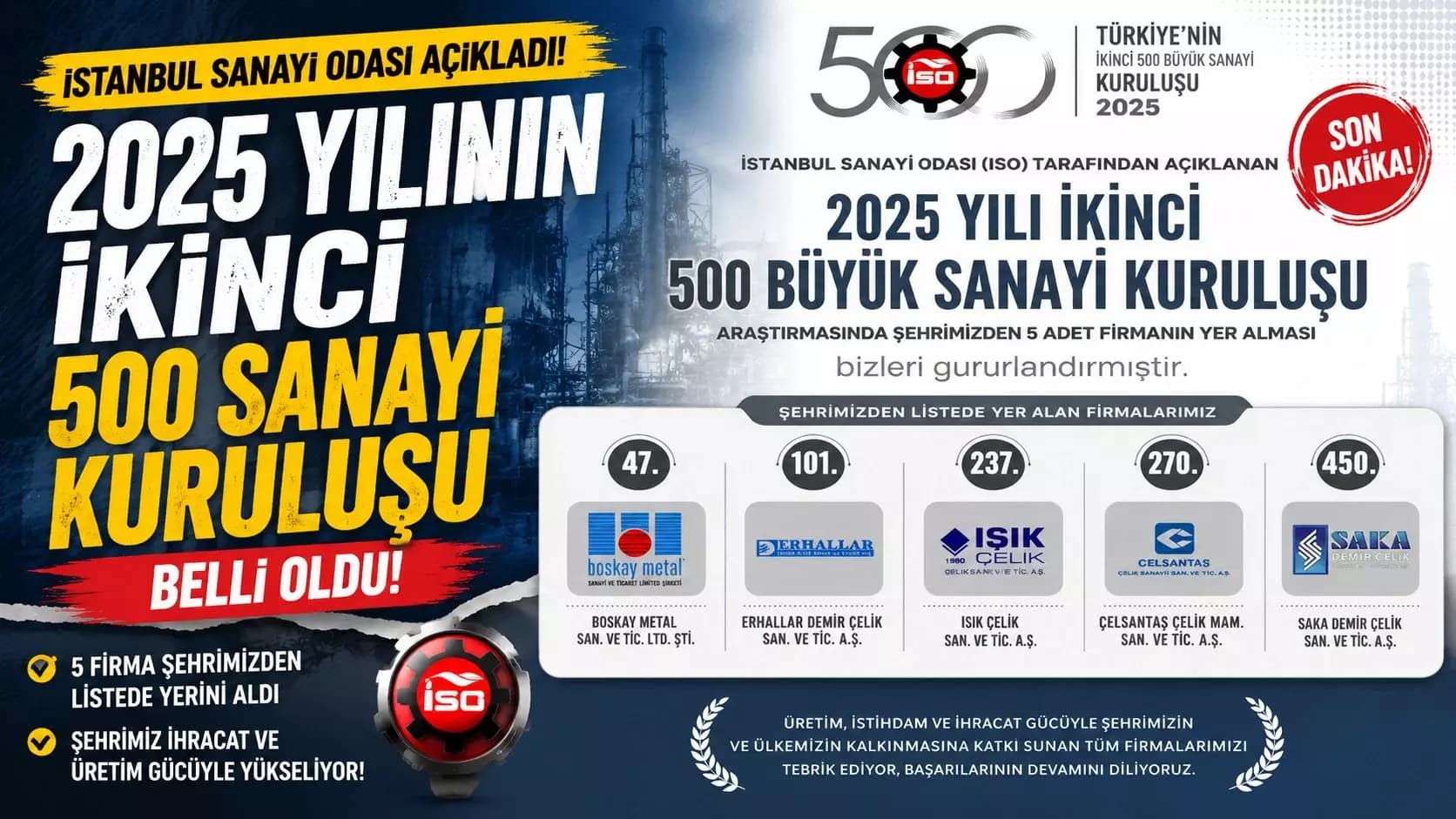 KARABÜK SANAYİSİ GURURLANDIRDI