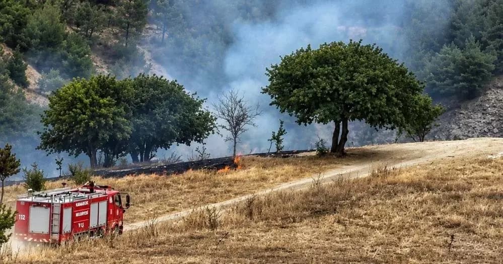 Karabük'te anız yangını ormanlık alana sıçramadan söndürüldü