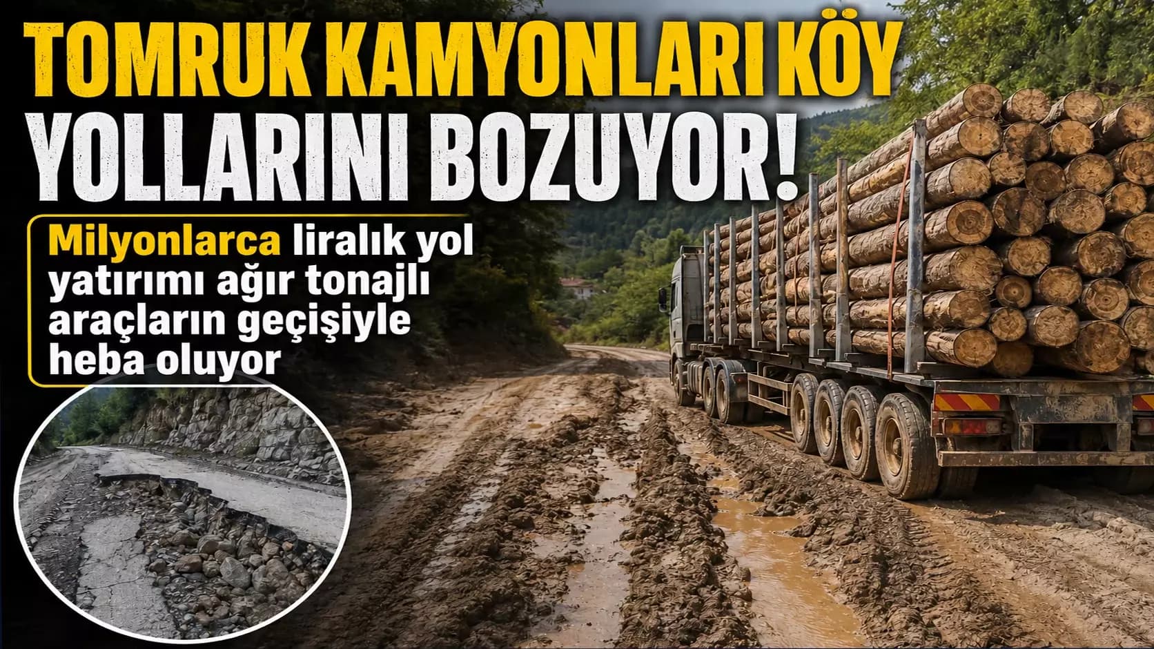 Karabük’te Köy Yollarında Tomruk Kamyonu Tepkisi