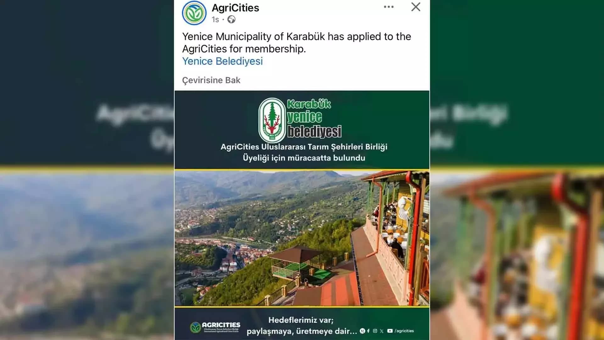 Yenice Belediyesi, Uluslararası Tarım Şehirleri Birliği’ne üye oldu