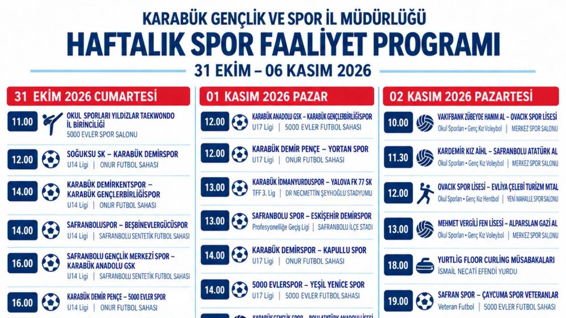 Karabük’te spor dolu bir hafta