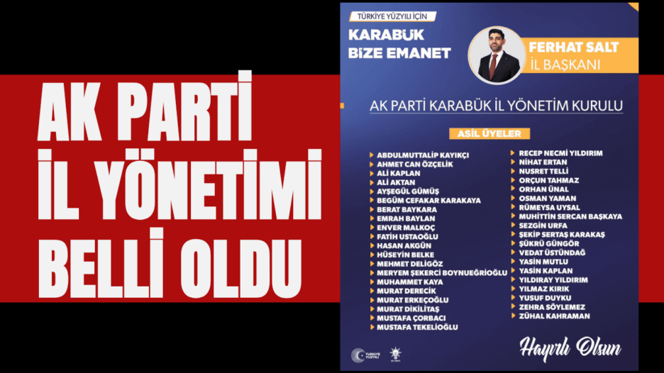 AK Parti İl Yönetimi Belli Oldu
